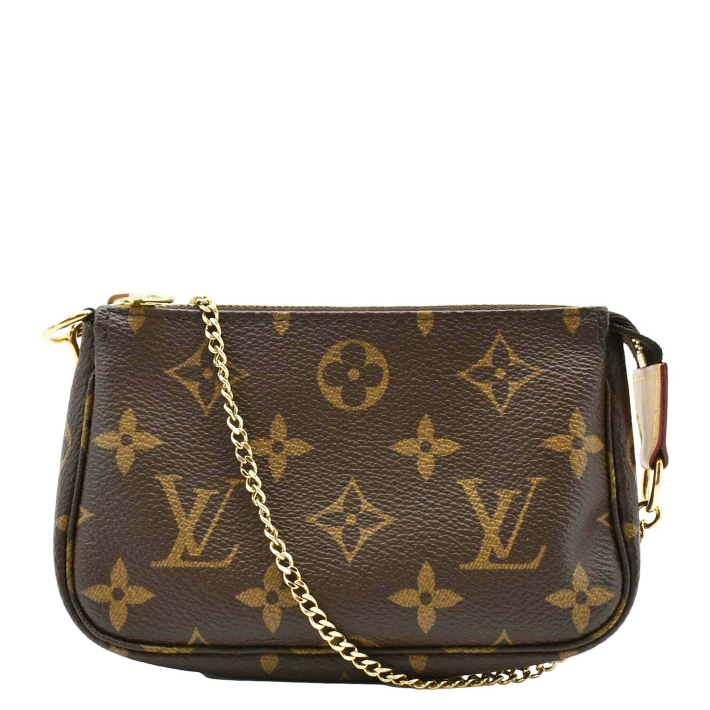 LOUIS VUITTON Mini Pochette Monogram Canvas Accessoires Pouch Brown
