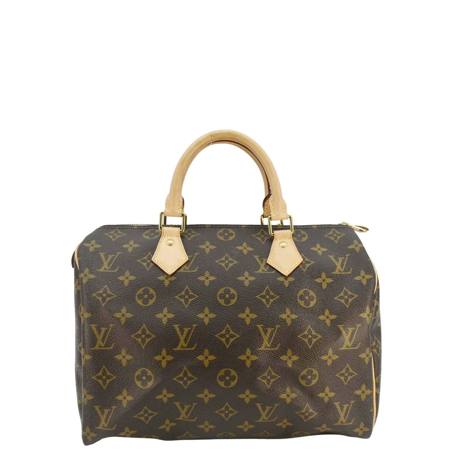 LOUIS VUITTON Speedy 30 Monogram Canvas Satchel Bag Brown