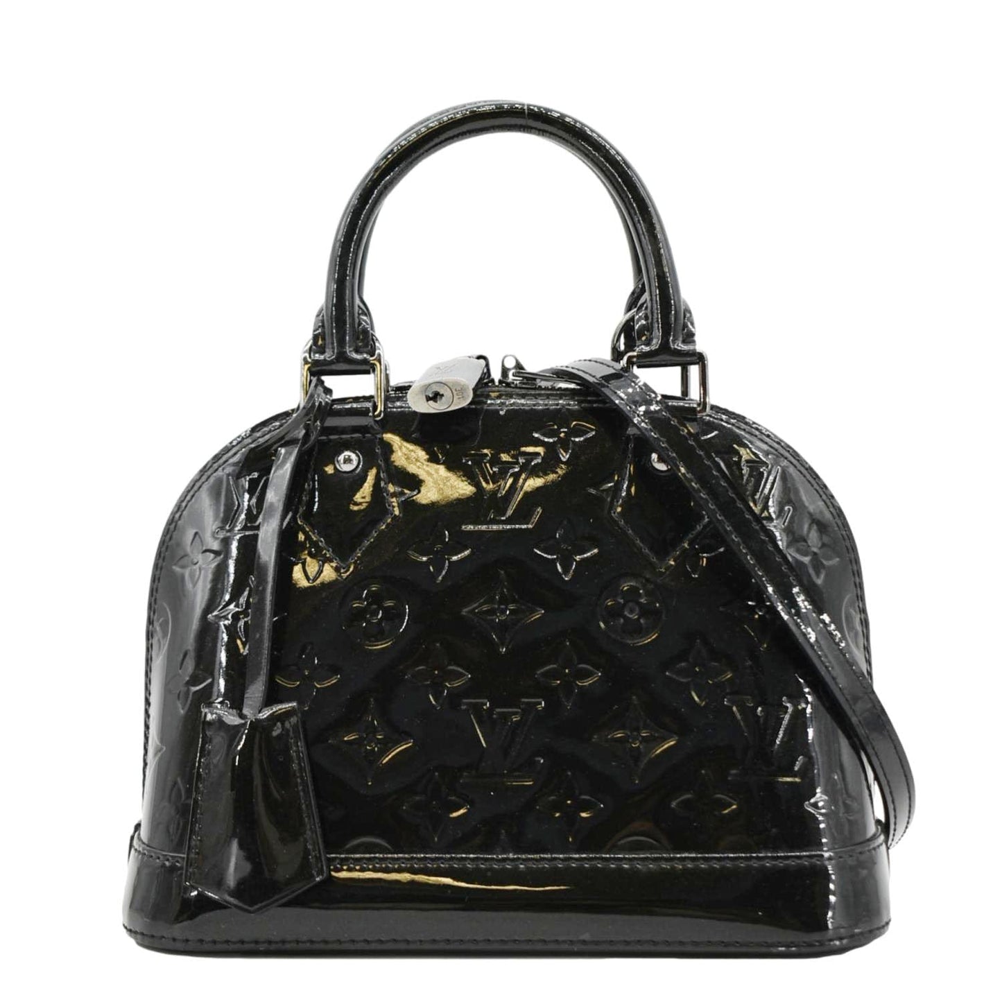 LOUIS VUITTON Alma BB Monogram Vernis Satchel Bag Black