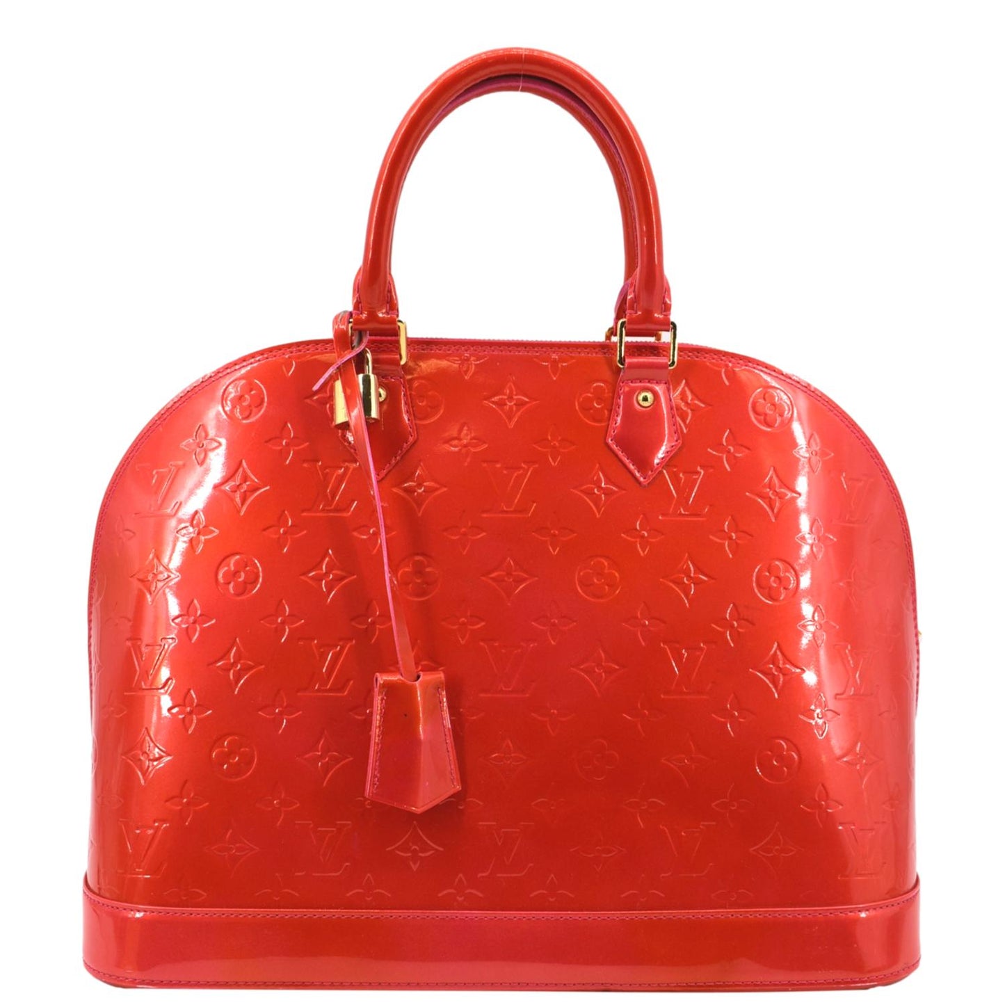 Louis Vuitton Alma GM Monogram Vernis Leather Satchel Bag Red