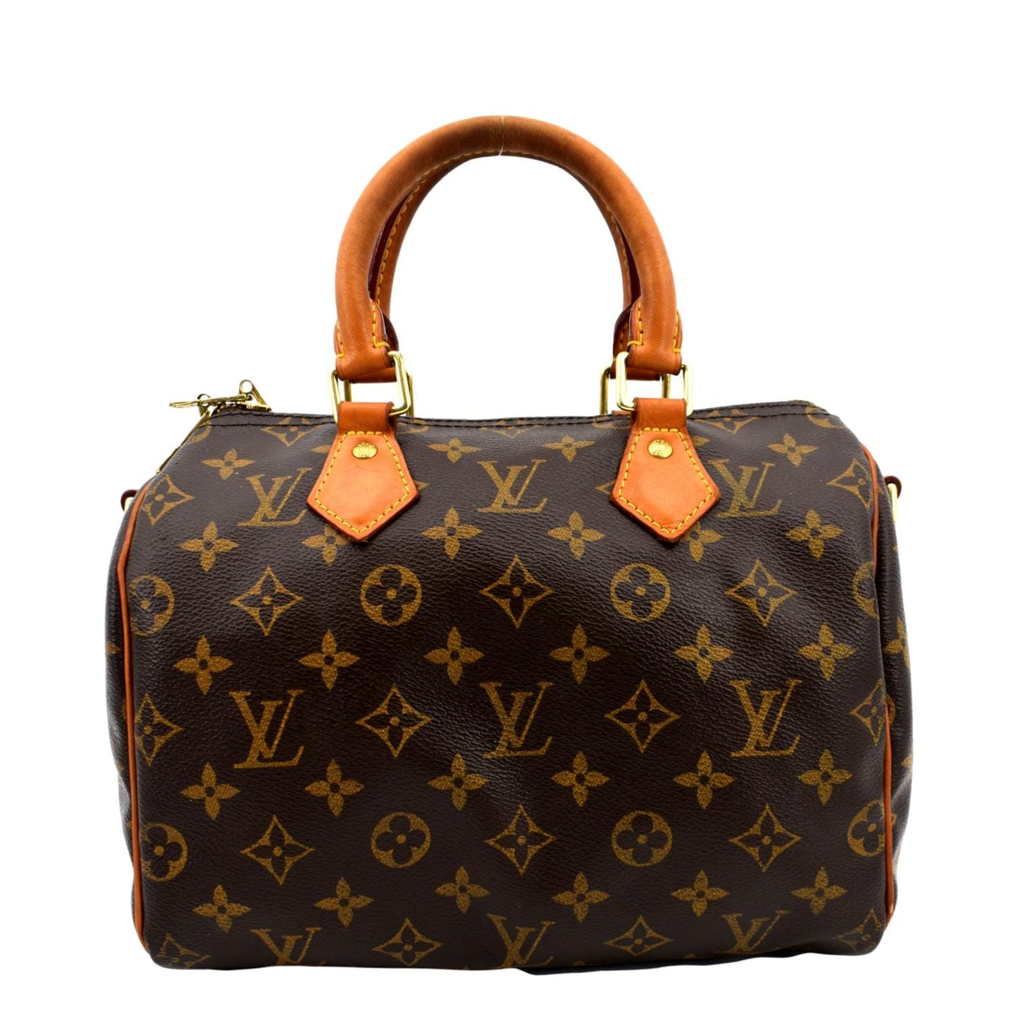 LOUIS VUITTON 25 Monogram Canvas Satchel Bag Brown