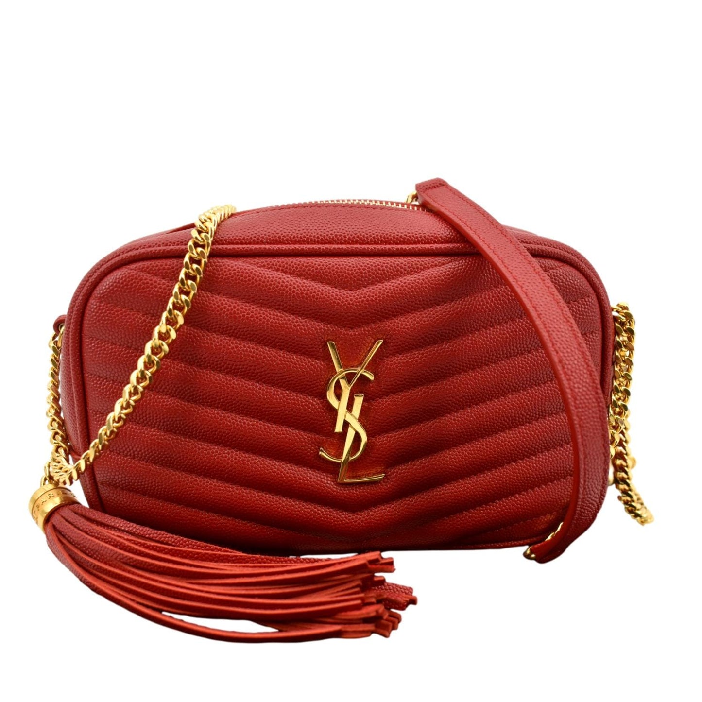 Saint Laurent Lou Leather Red Crossbody Style 10