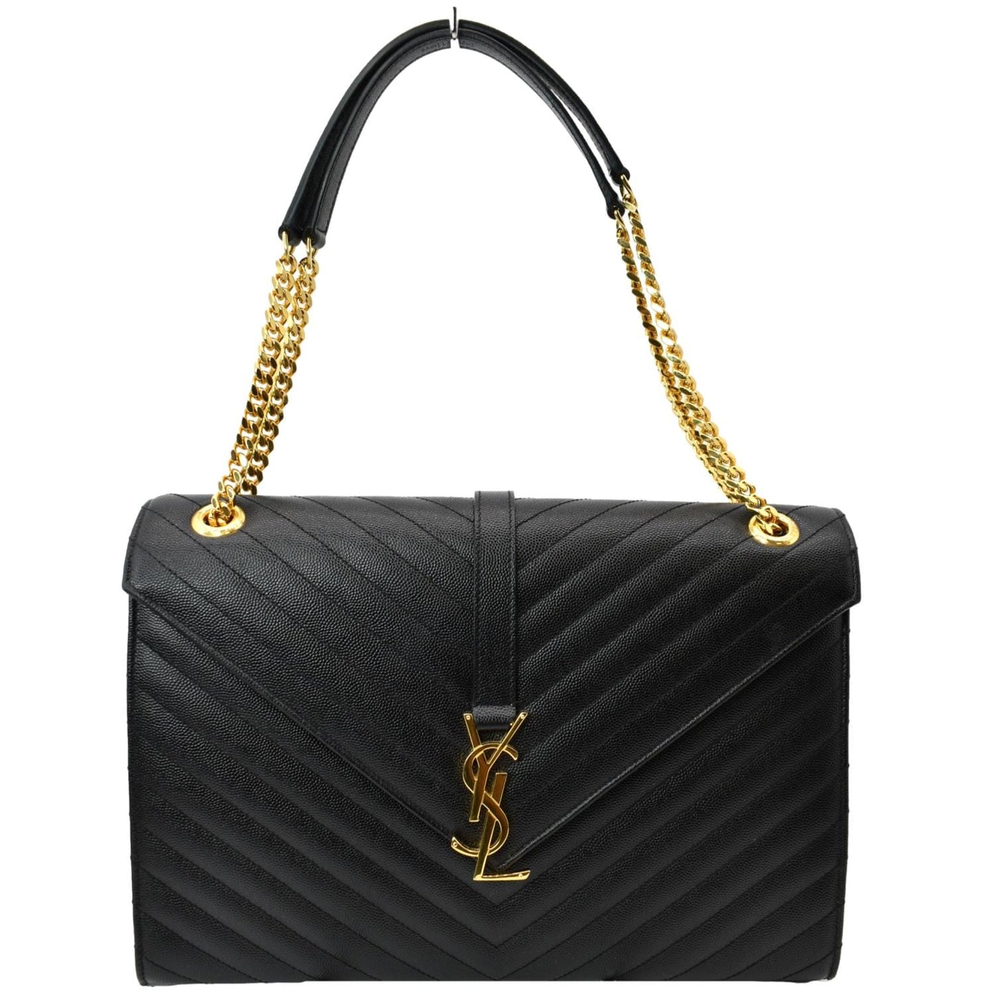 Saint Laurent Envelope Matelassé Black Shoulder Bag Matelassé