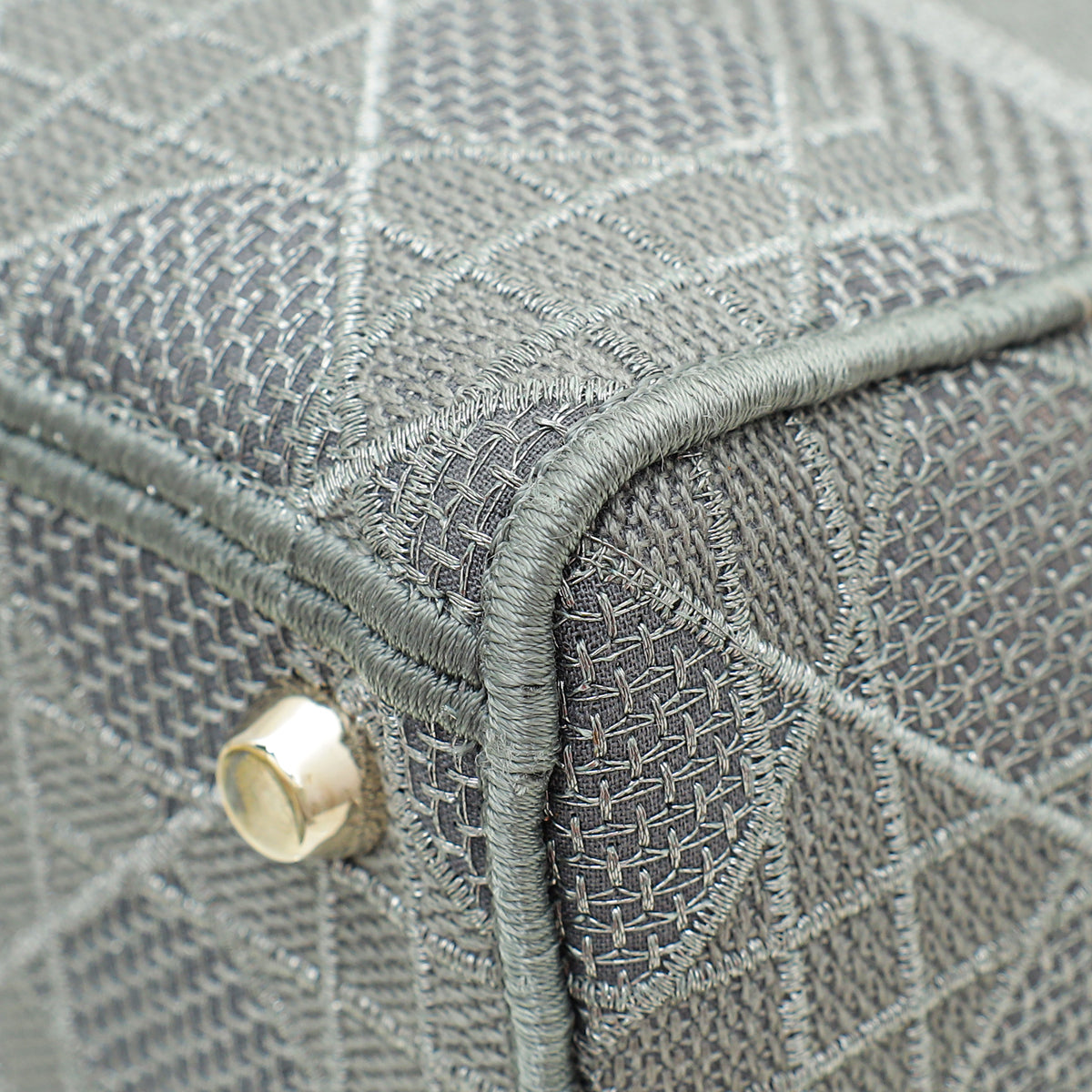 Christian Dior Metallic Grey Lady D-Lite Cannage Embroidery Medium Bag