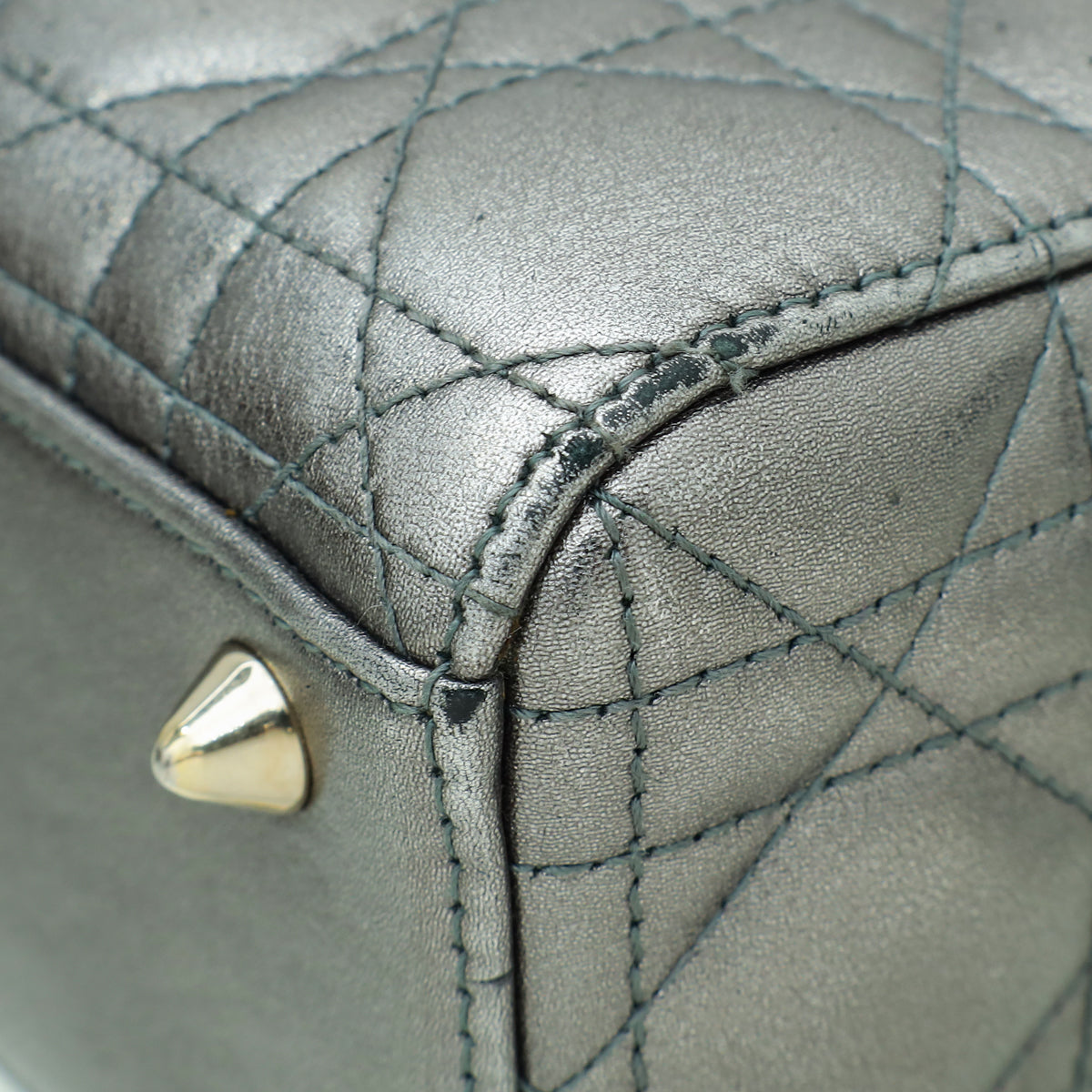 Christian Dior Metallic Gray My Abcdior Lady Dior Small Bag
