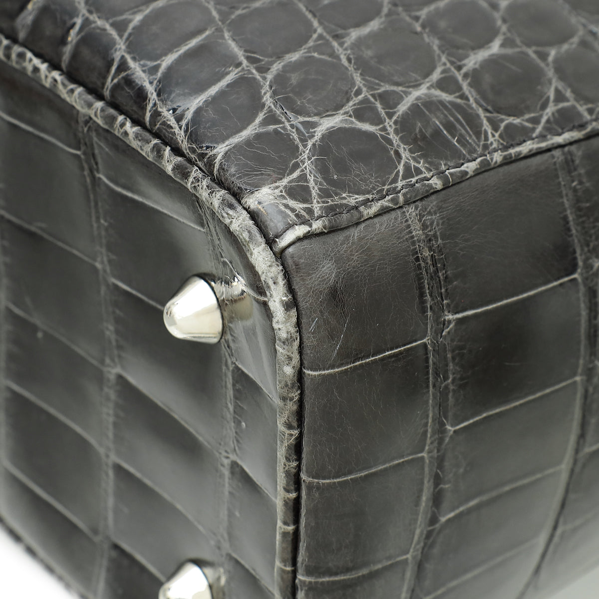 Christian Dior Dark Grey Crocodile Haute Maroquinerie Lady Dior Xl Bag