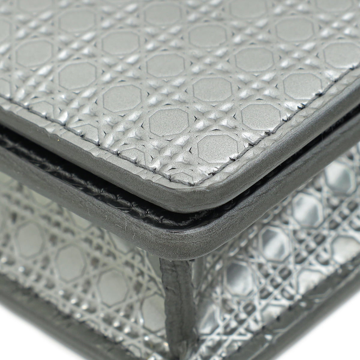 Christian Dior Silver 30 Montaigne Micro Cannage 2 In 1 Pouch