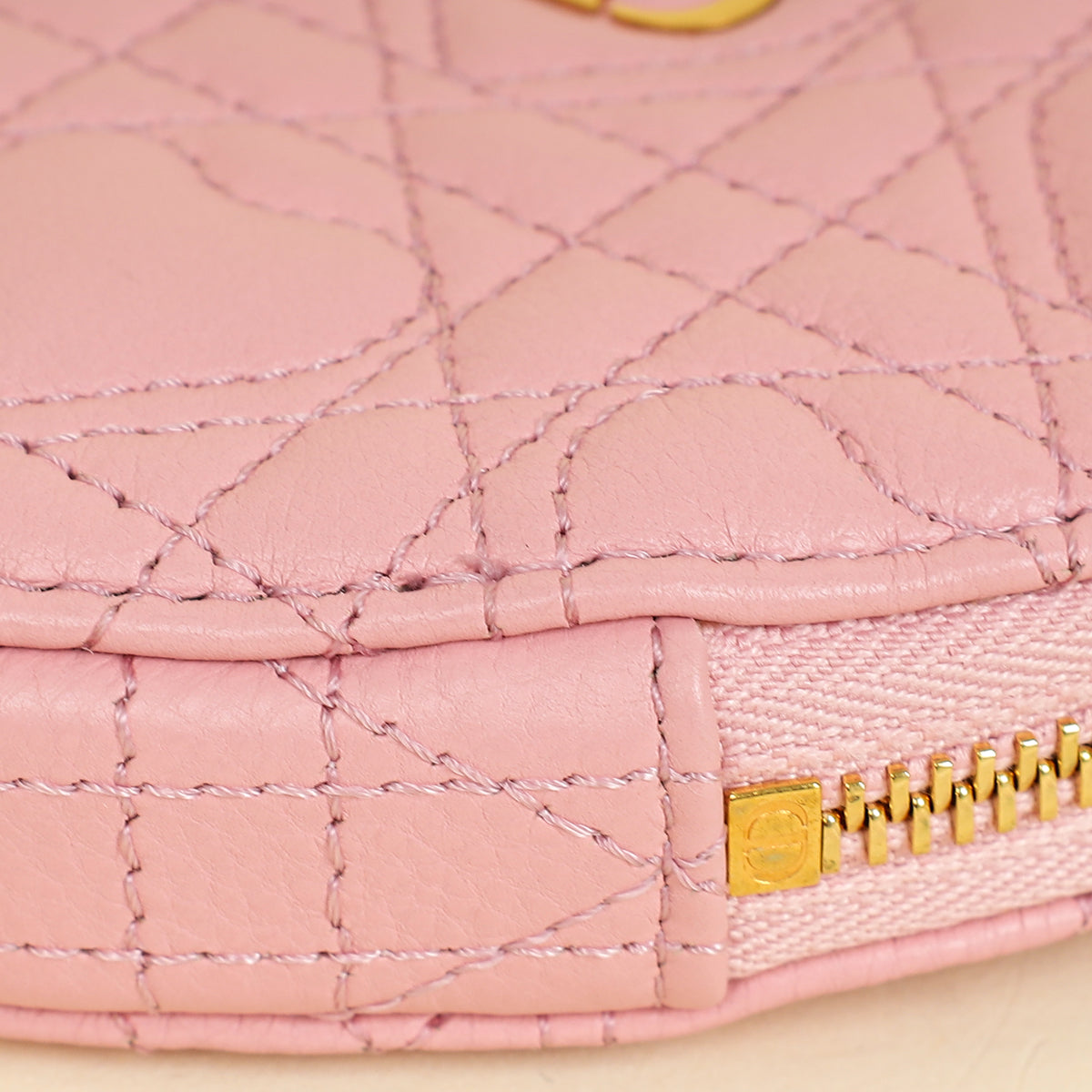 Christian Dior Pale Pink Dioramour Dior Caro Heart Pouch With Chain