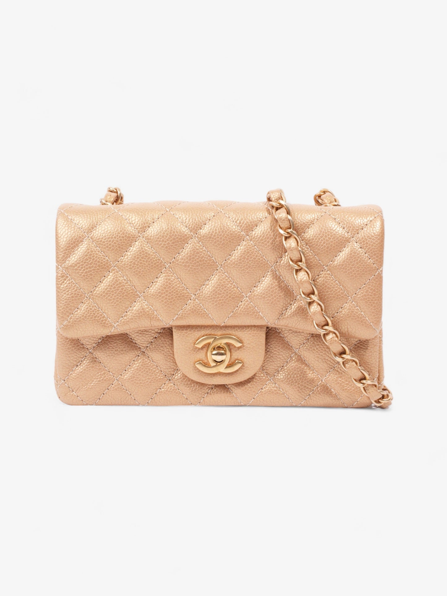 Chanel Rectangular Flap Gold Caviar Leather Mini