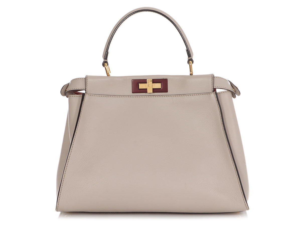 Fendi Medium Grigio Polvere And Bois De Rose Peekaboo