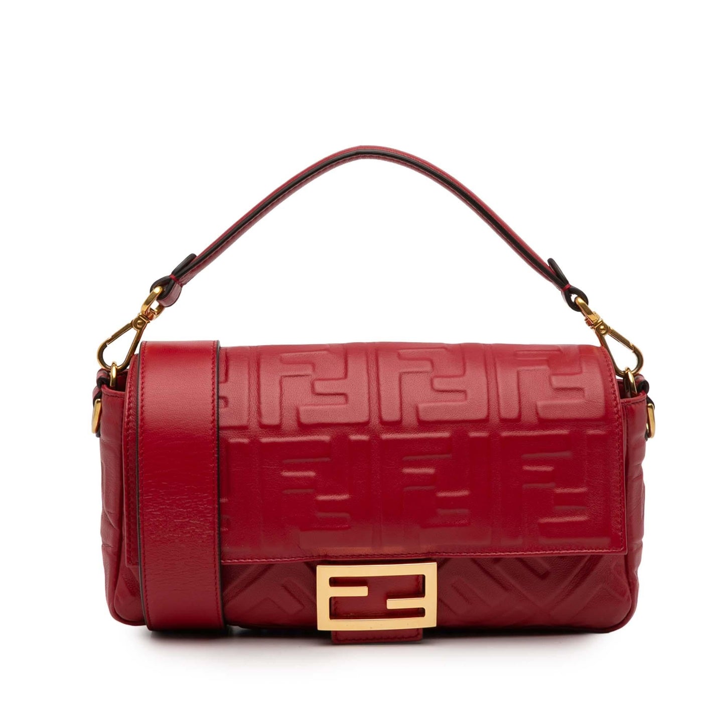 Fendi Baguette Leather Red Shoulder Bag Style 67