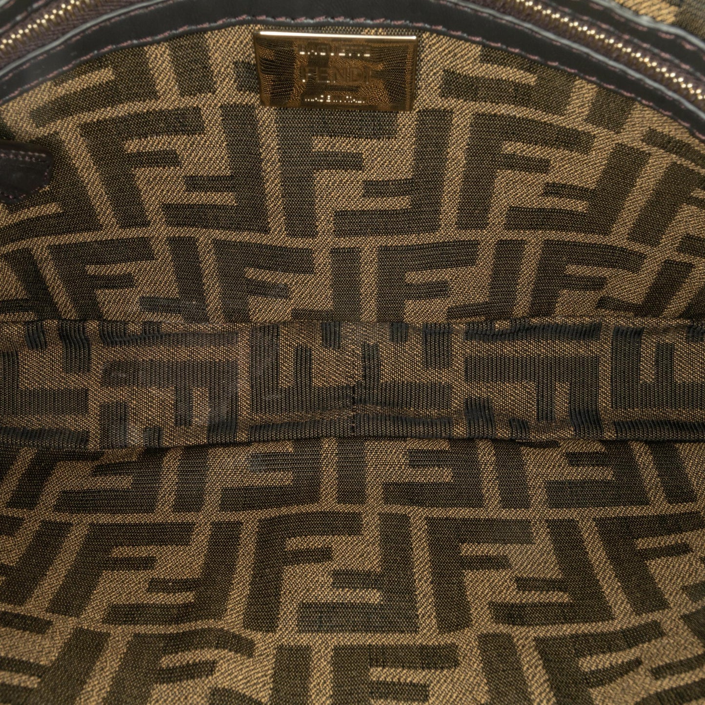 Fendi Zucca Embroidered Canvas Baguette Satchel
