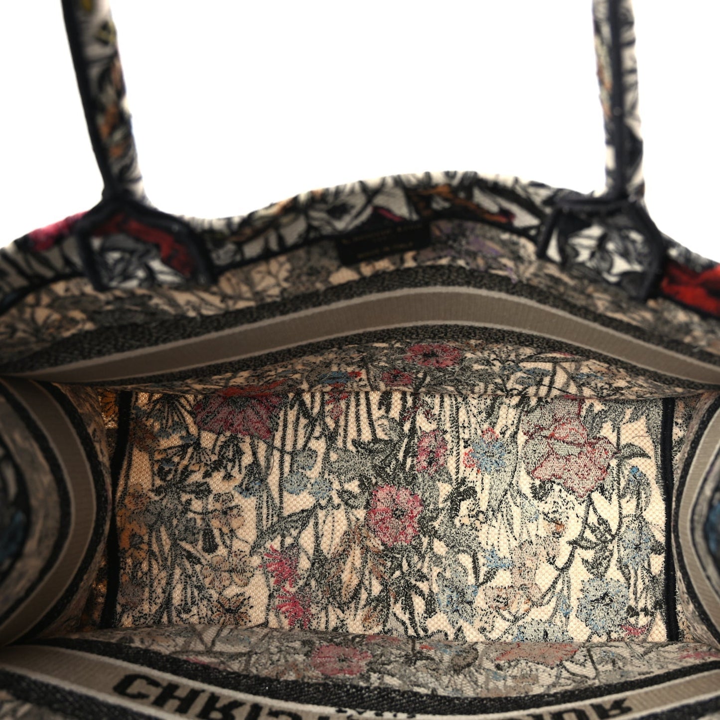 Christian Dior Canvas Embroidered Medium Mille Fleurs Book Tote Multicolor