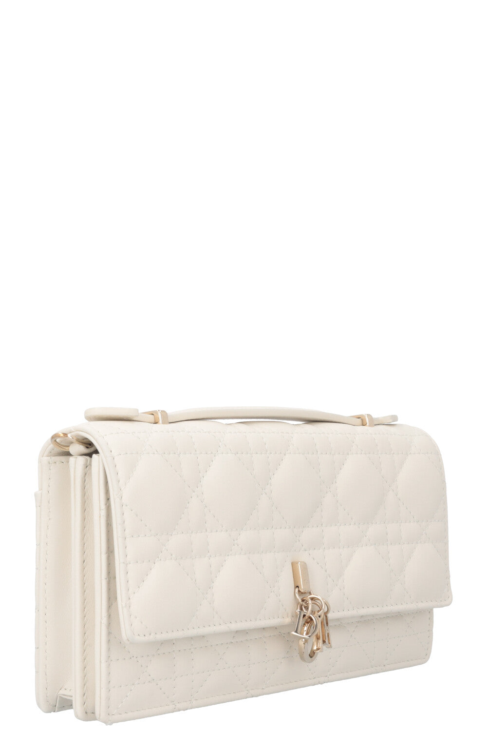 Christian Dior My Dior Top Handle Bag Cannage White Leather
