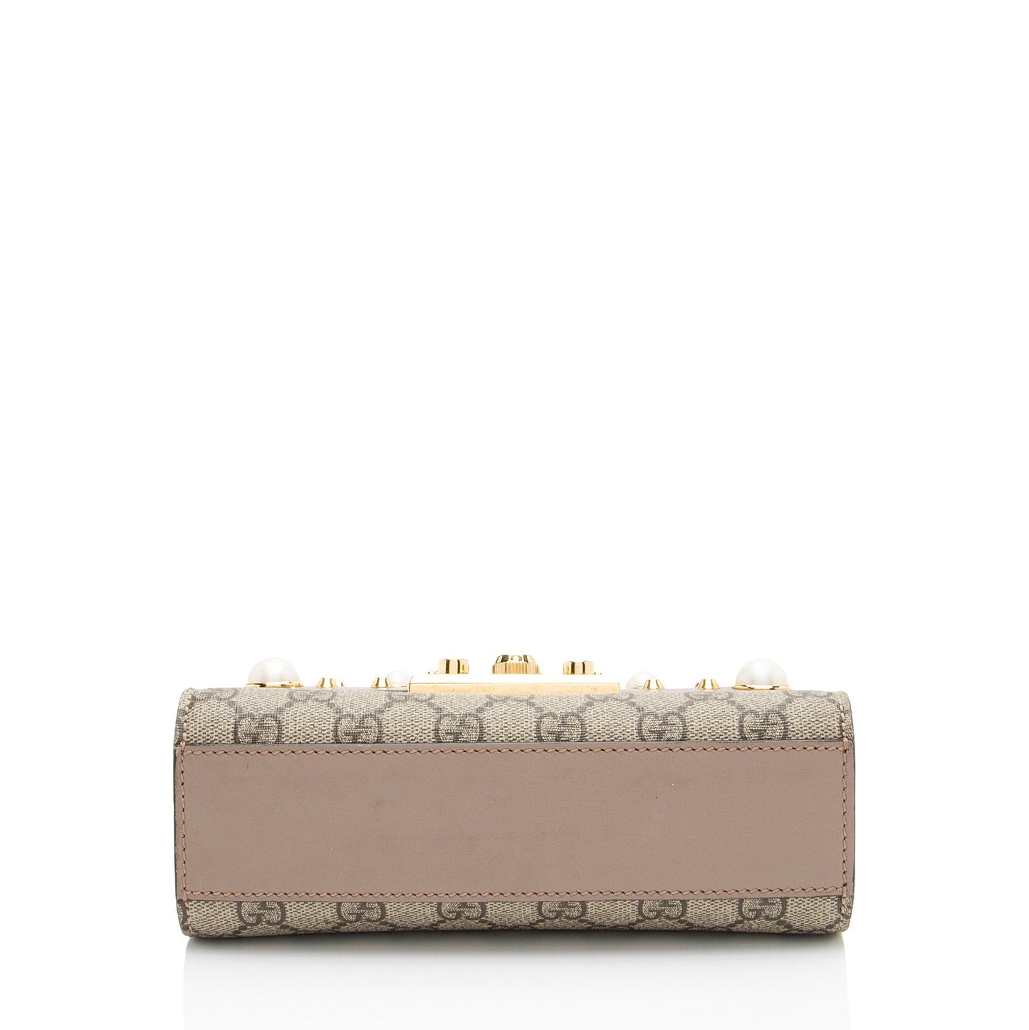 Gucci GG Supreme Pearl Stud Padlock Small Shoulder Bag
