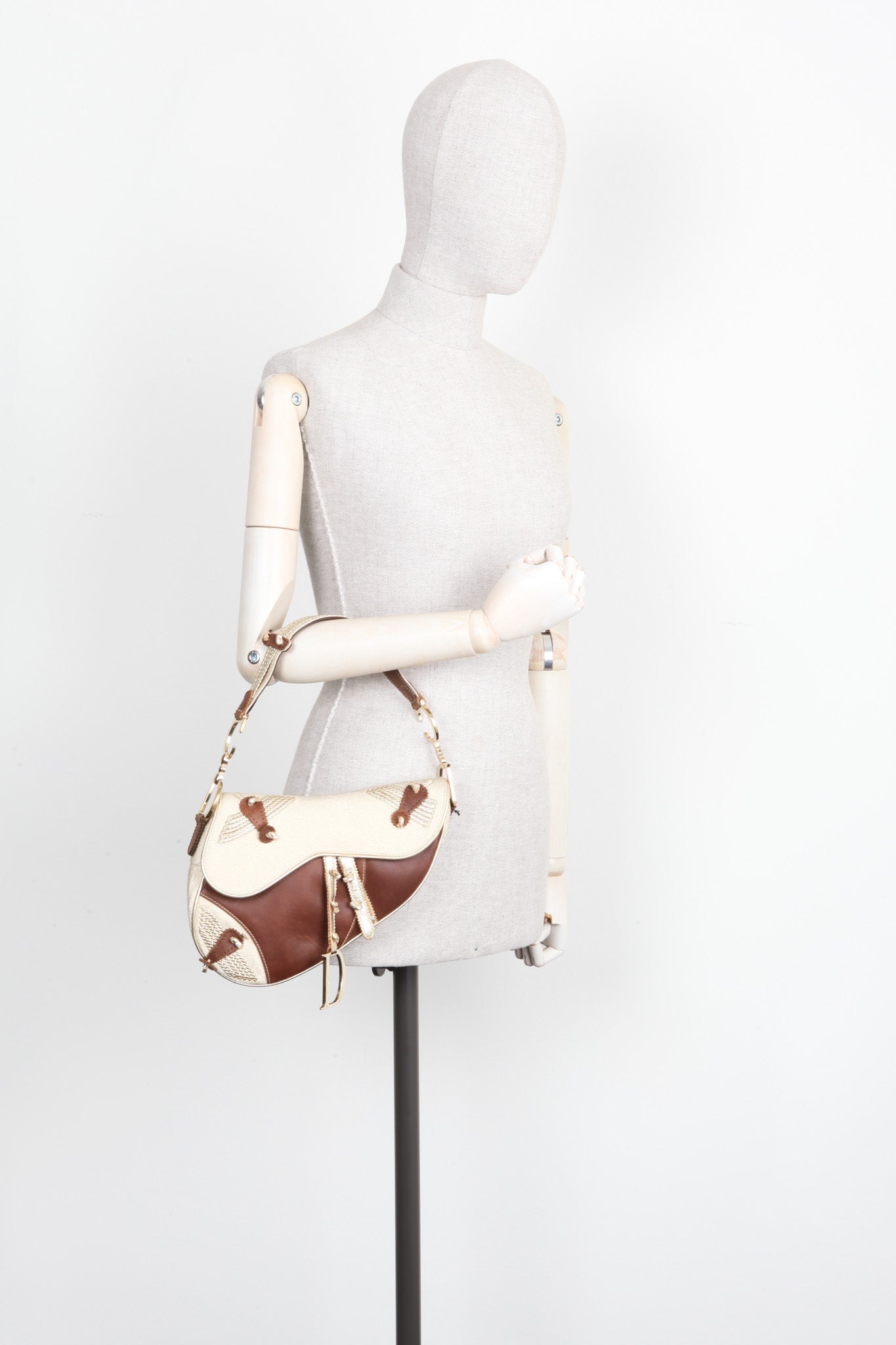 Christian Dior Saddle Bag Gold Brown
