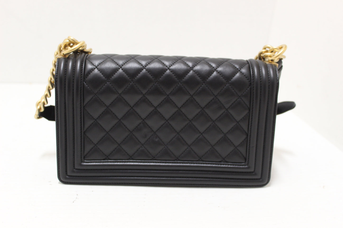 Chanel Boy Medium Quilted Lambskin Leather Black Shoulder Bag