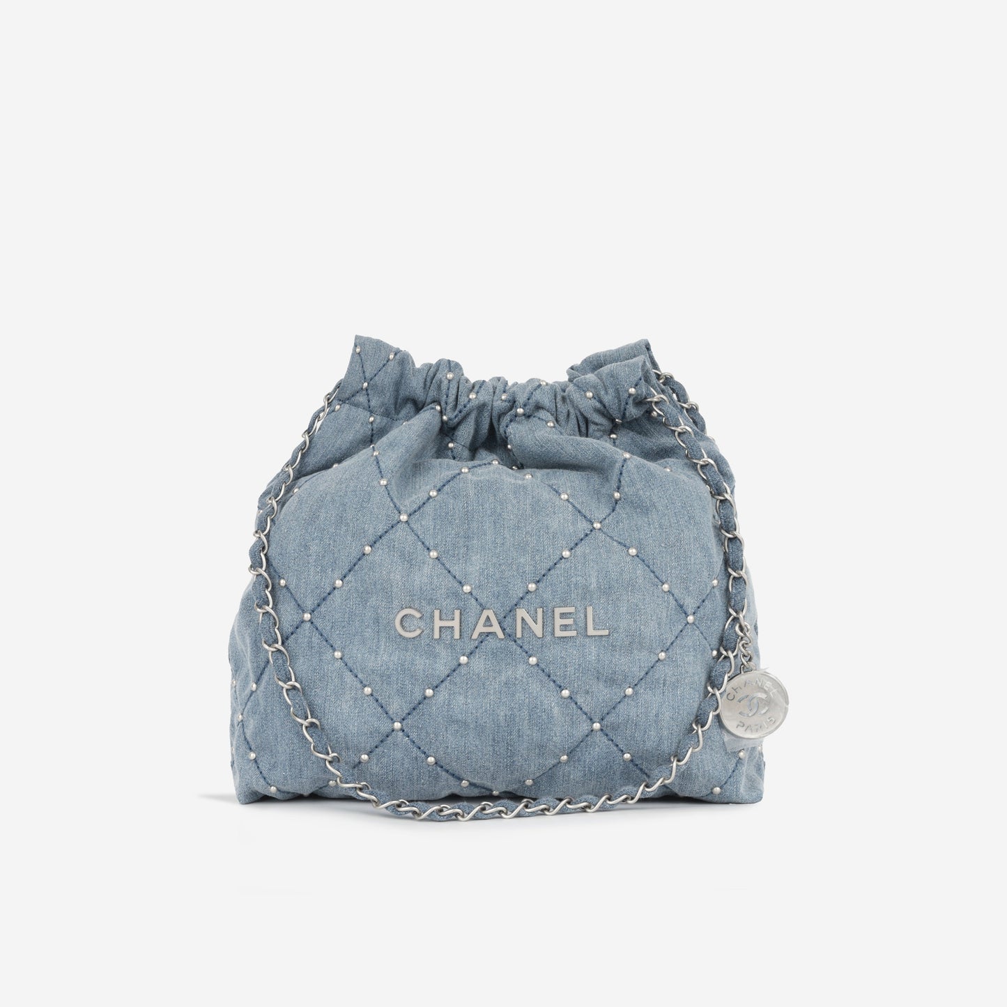 Chanel Quilted Silver Tote Bag
