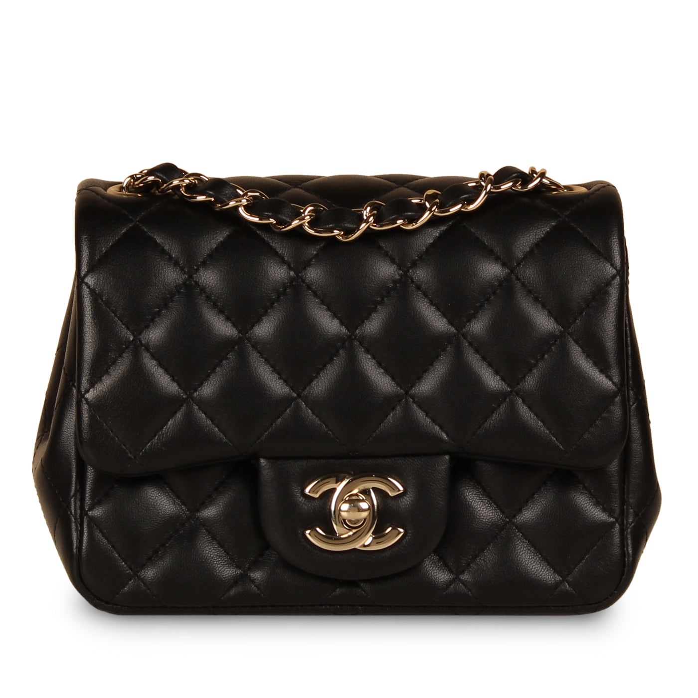 Chanel Classic Flap Lambskin Black Shoulder Bag Style 228