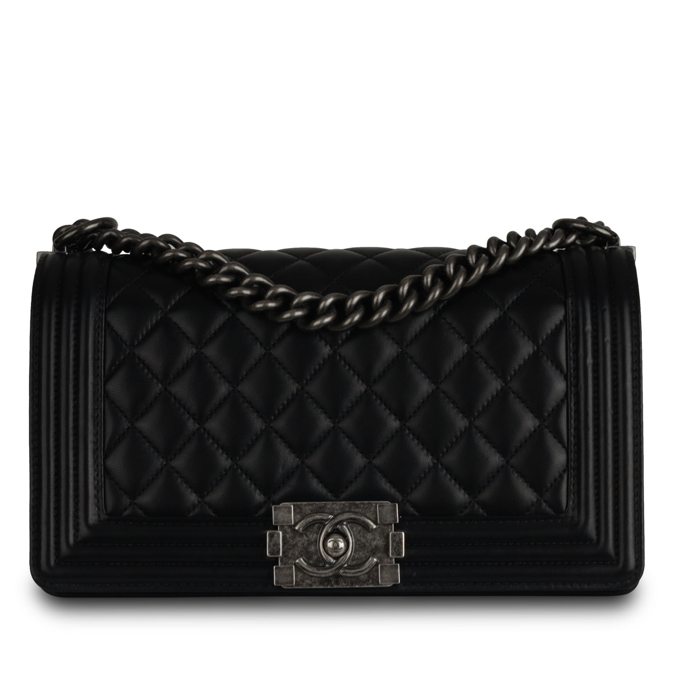 Chanel Boy Bag Lambskin Black Shoulder Bag Style 68