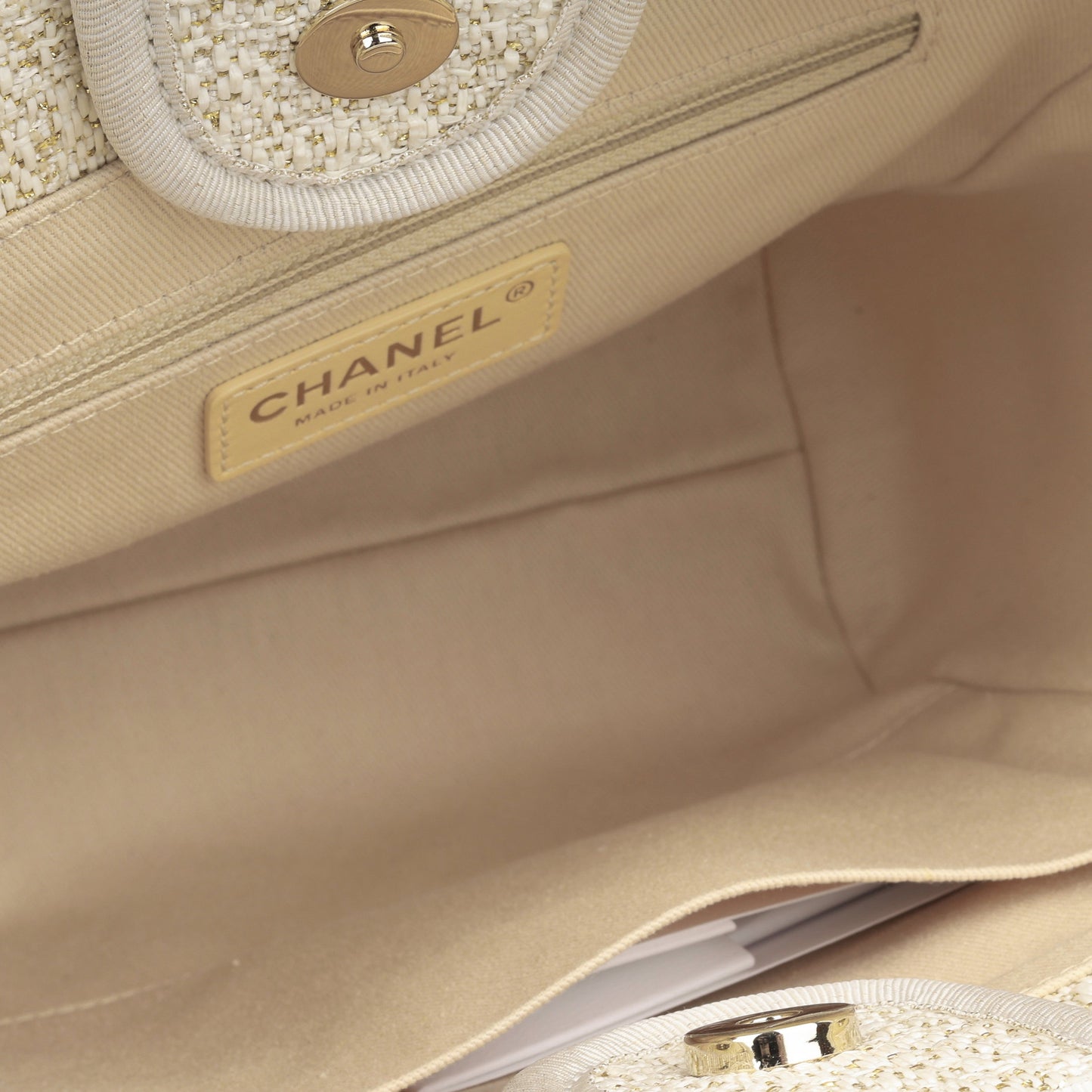 Chanel Deauville Tweed Gold Tote Bag Style 2