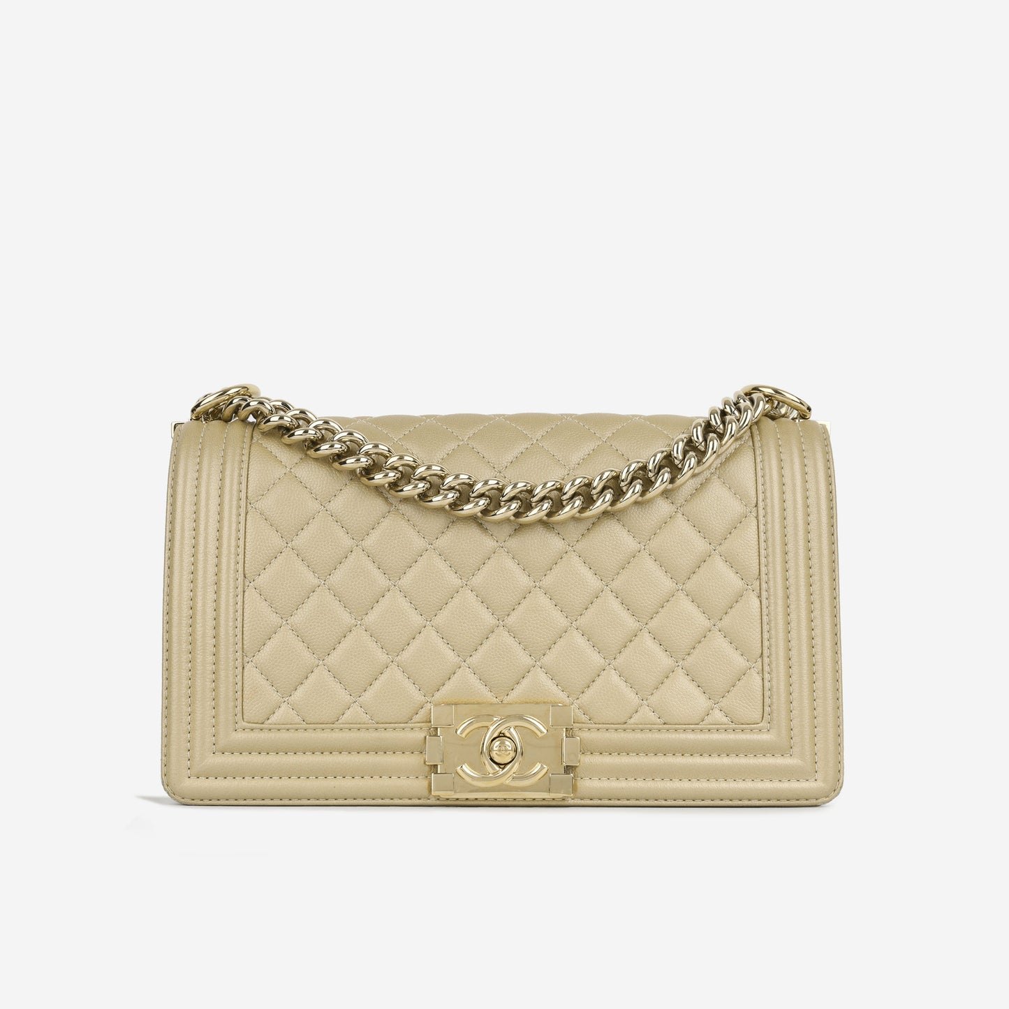 Chanel Boy Bag Caviar Gold Shoulder Bag