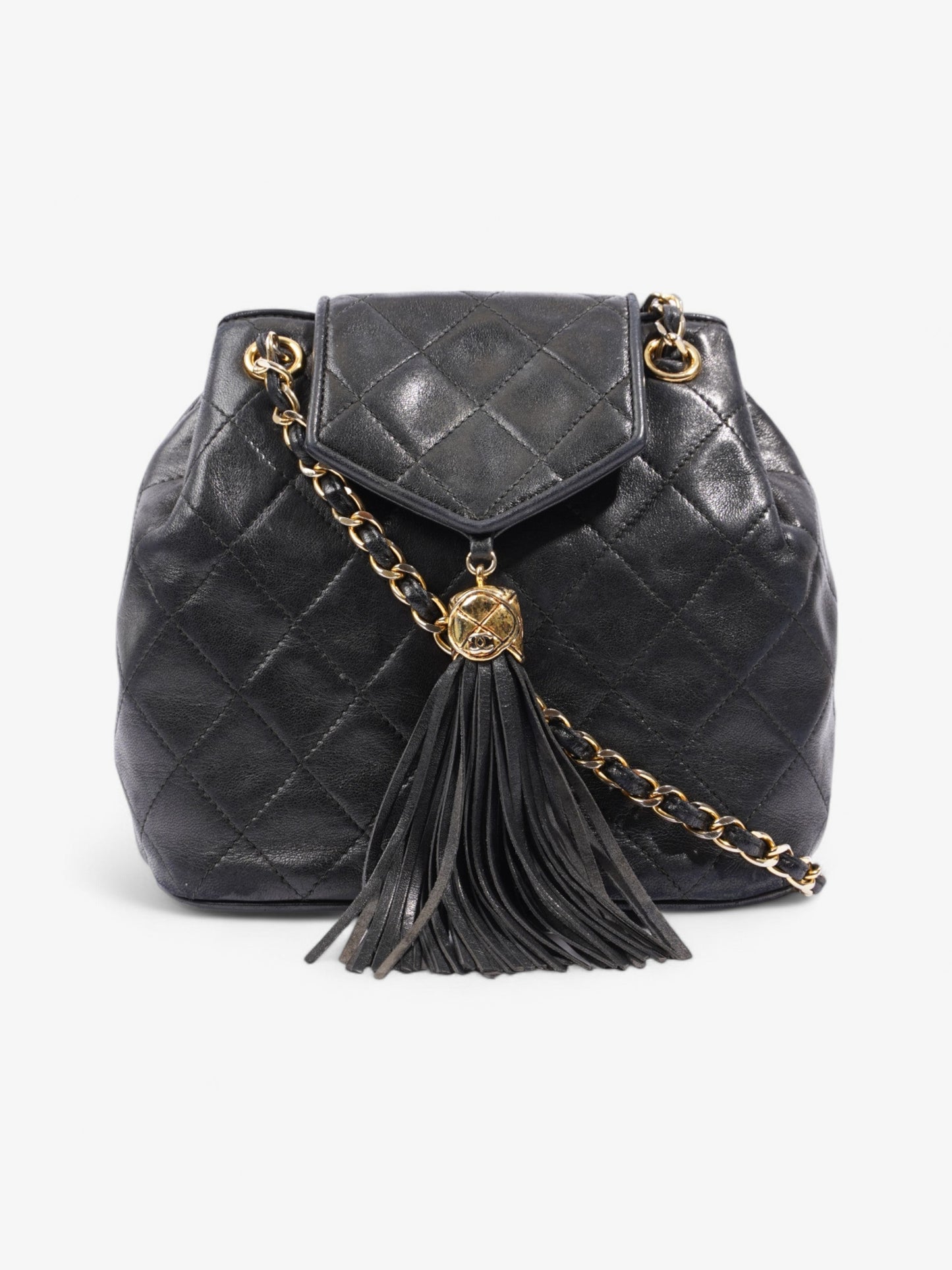 Chanel Classic Flap Tassel Black Lambskin Leather
