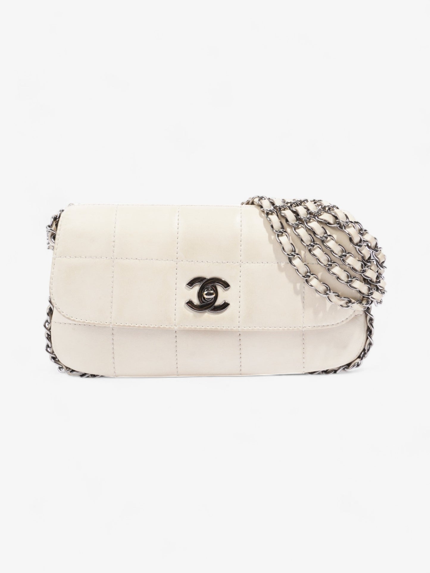 Chanel Chocolate Bar 5 Chain Bag Cream Lambskin Leather