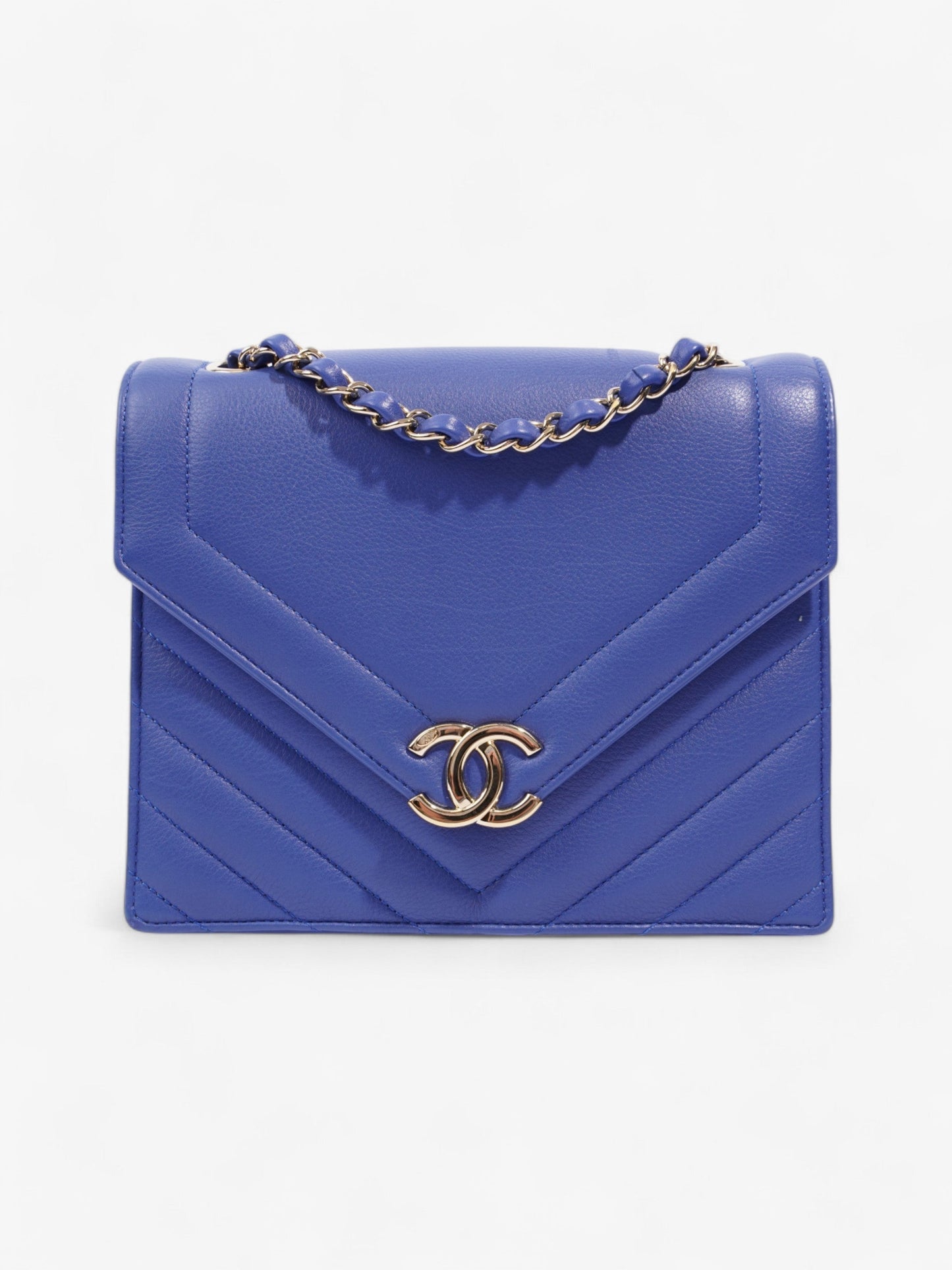 Chanel Envelope Flap Bag Blue Calfskin Leather