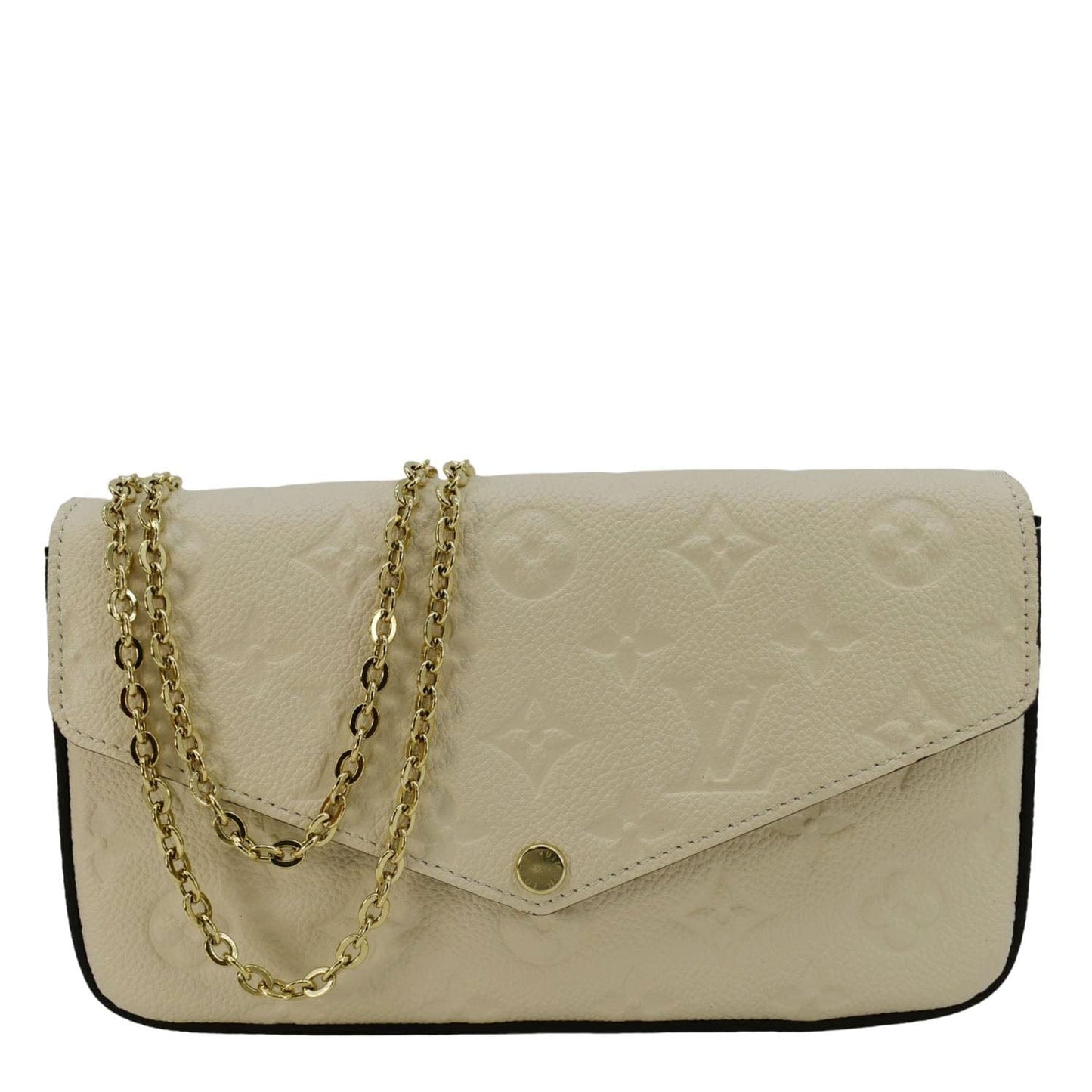 LOUIS VUITTON Felicie Pochette Empreinte Leather Crossbody Bag White
