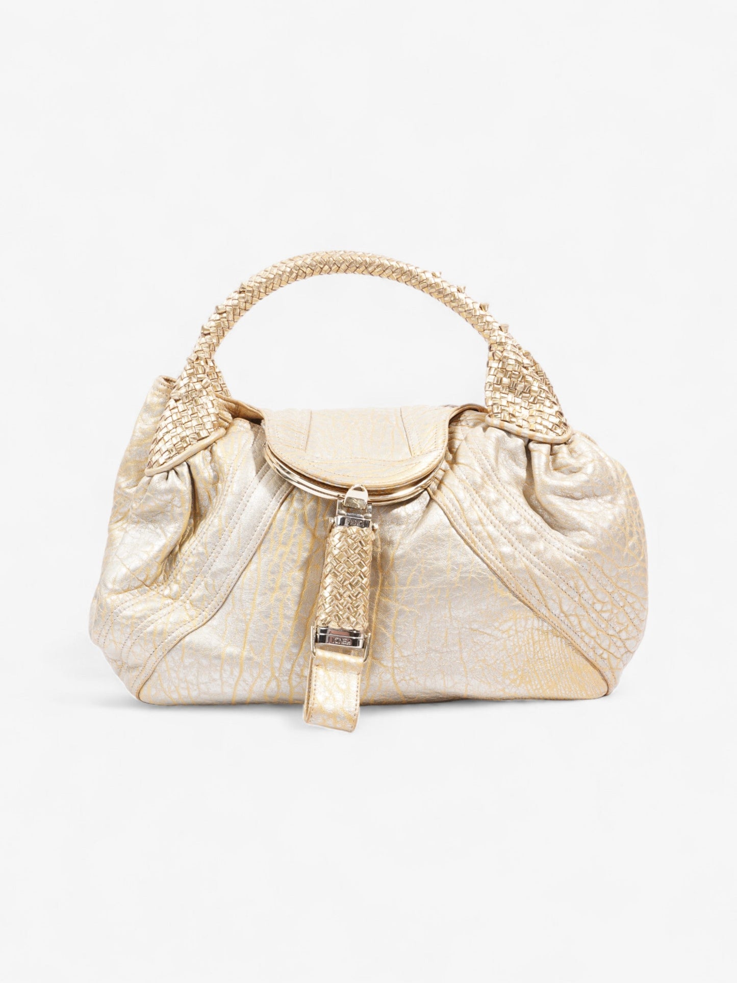 Fendi Luxury Leather Gold Handbag Leather