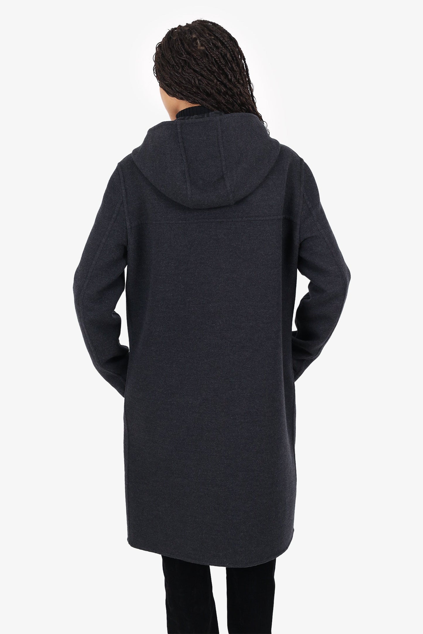Fendi Grey Wool Montgomery Reversible Logo-Print Coat Size 44
