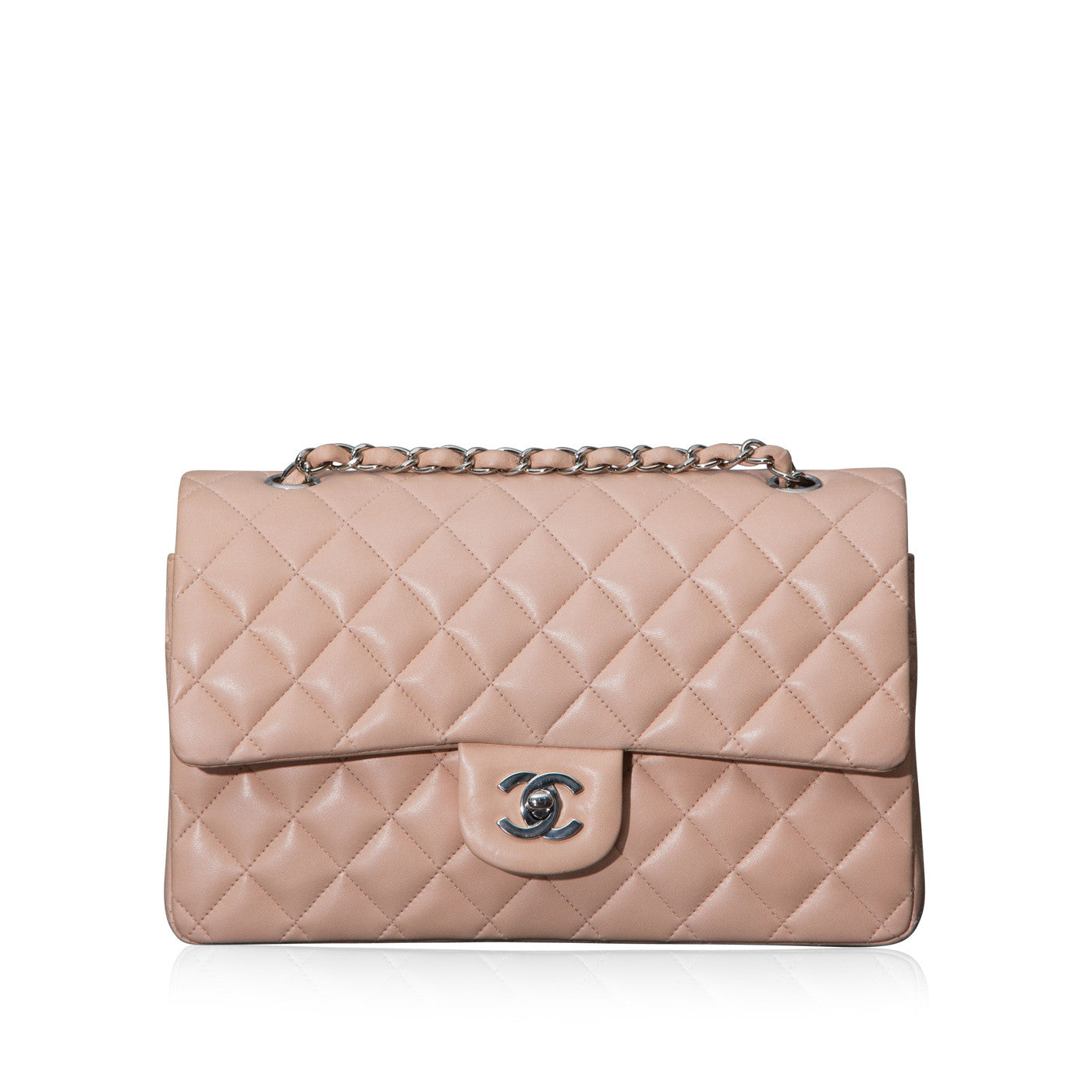 Chanel Classic Flap Lambskin Silver Shoulder Bag Style 2