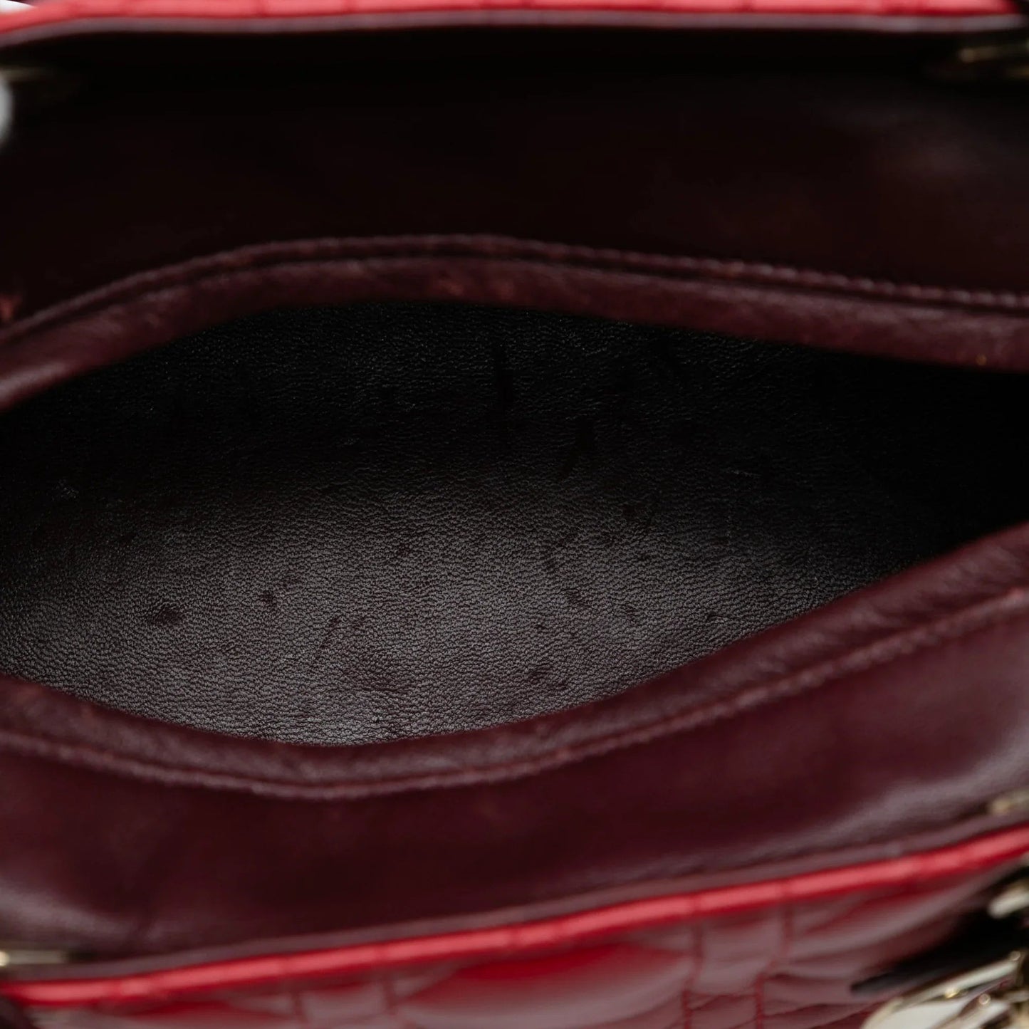 Red Dior Medium Tricolor Lambskin Cannage Lady Dior Satchel