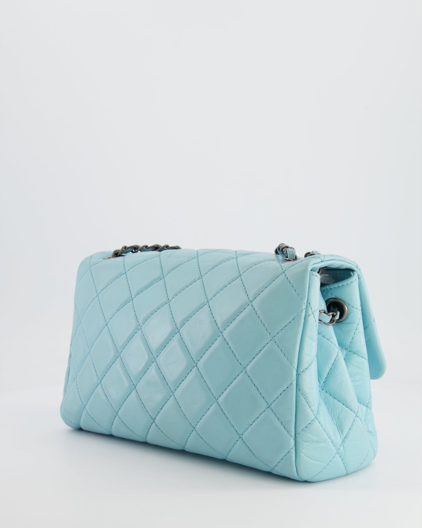 Chanel Flap Baby Calfskin Leather Blue Aged Calfskin Shoulder Bag