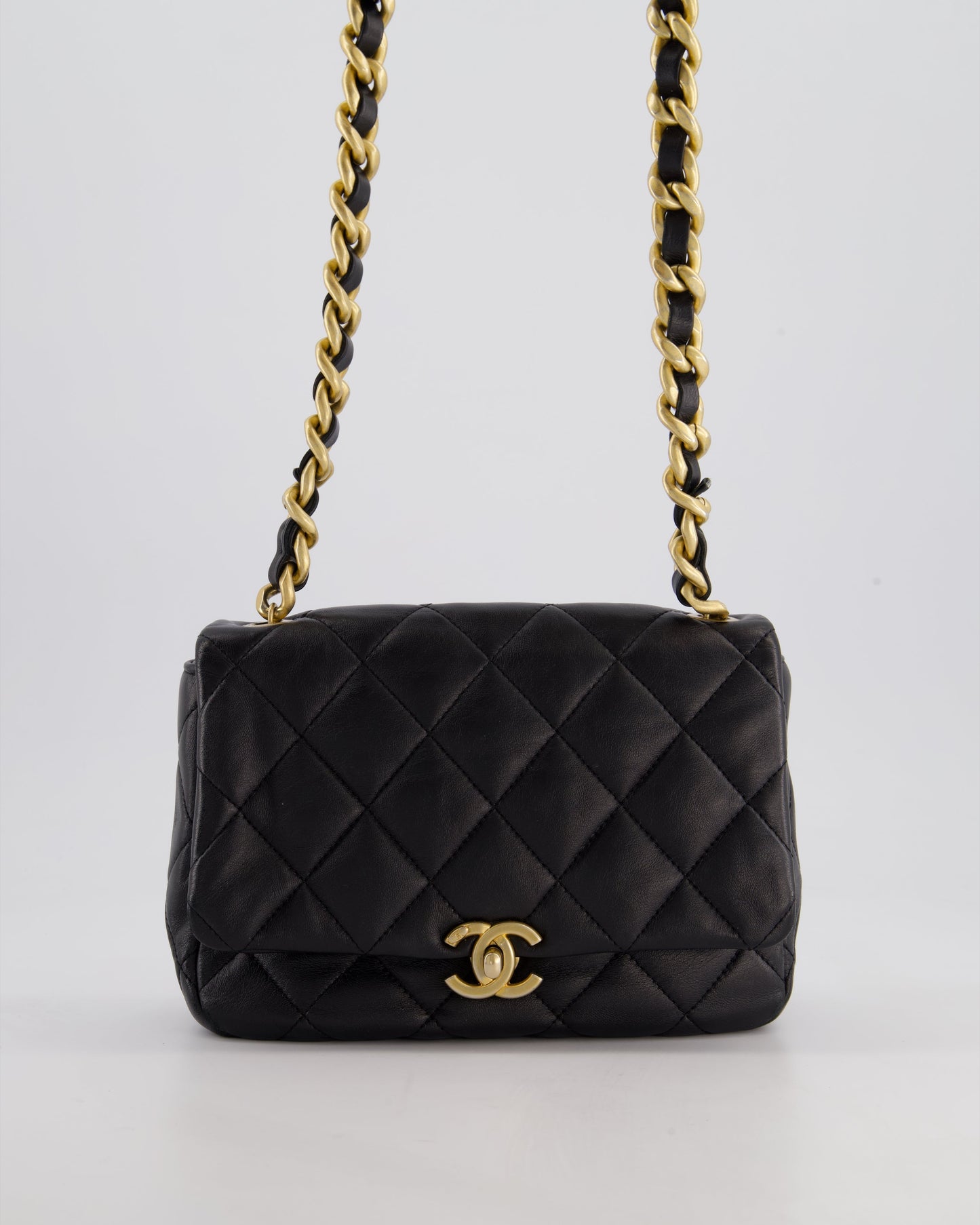 Chanel Flap Small Leather Black Gold Shoulder Bag