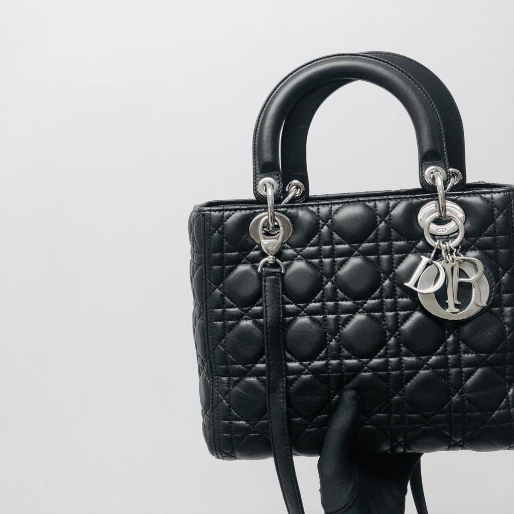 Dior Lady Dior Monogram Leather Shoulder Bag