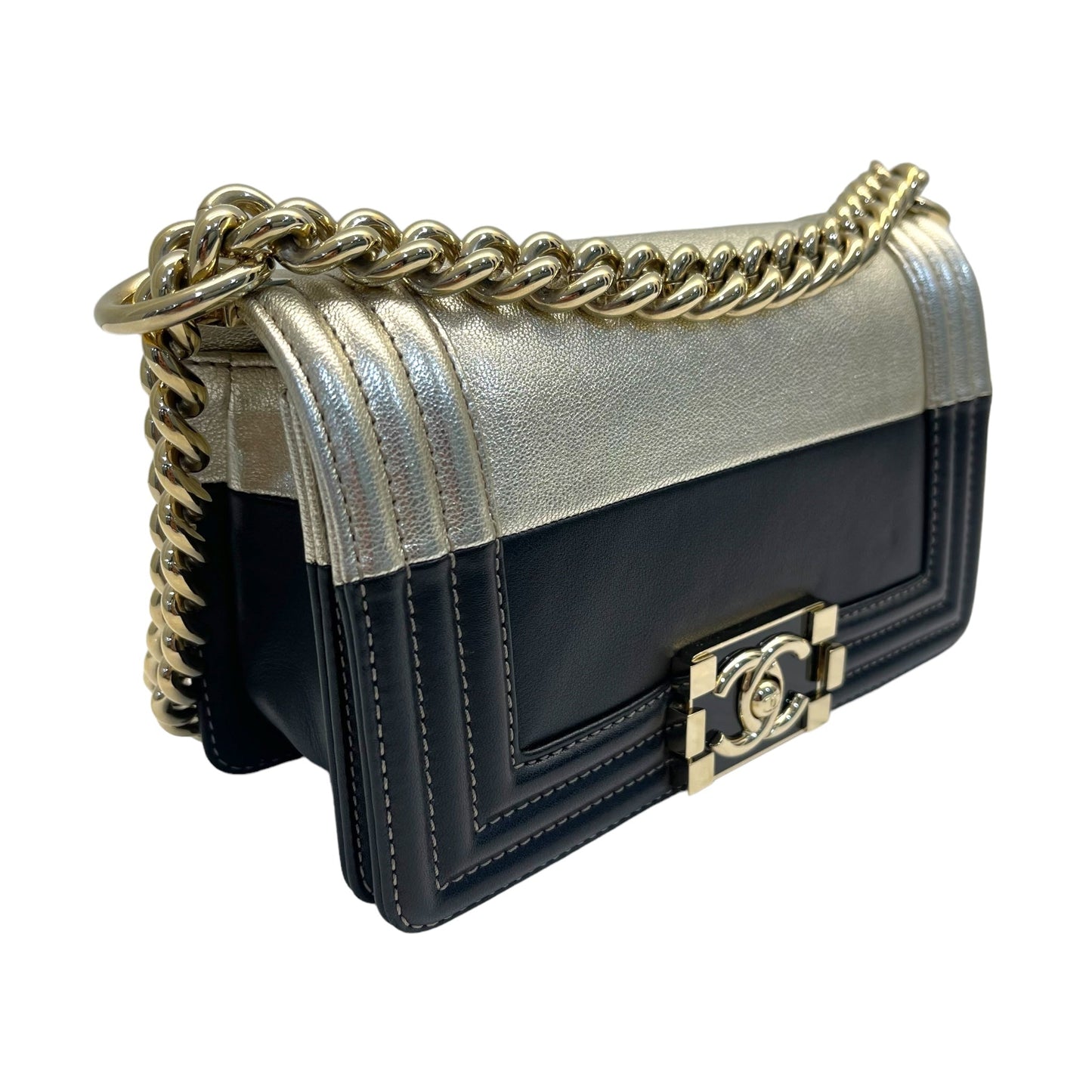 Chanel Boy Small Black Gold Handbag