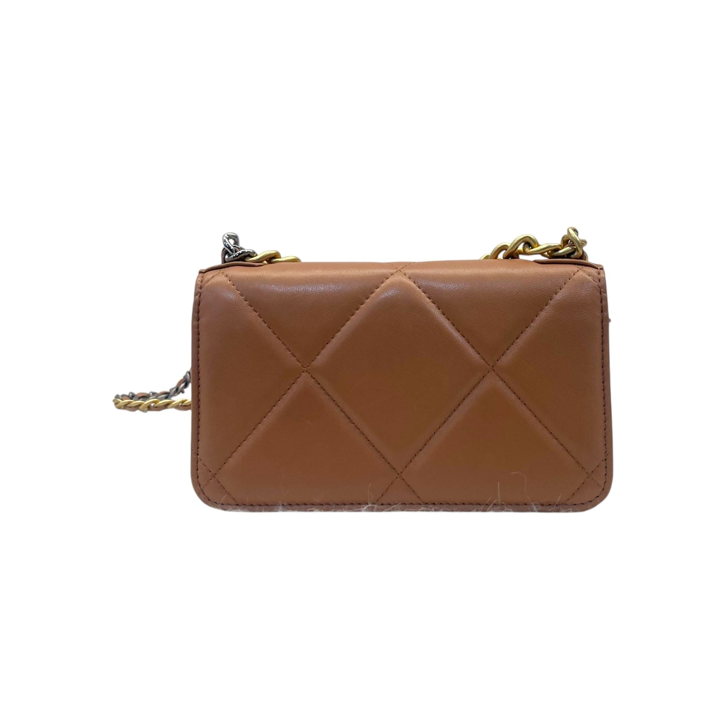 Chanel Beige Pink Quilted Leather Chanel 19 Wallet on Chain