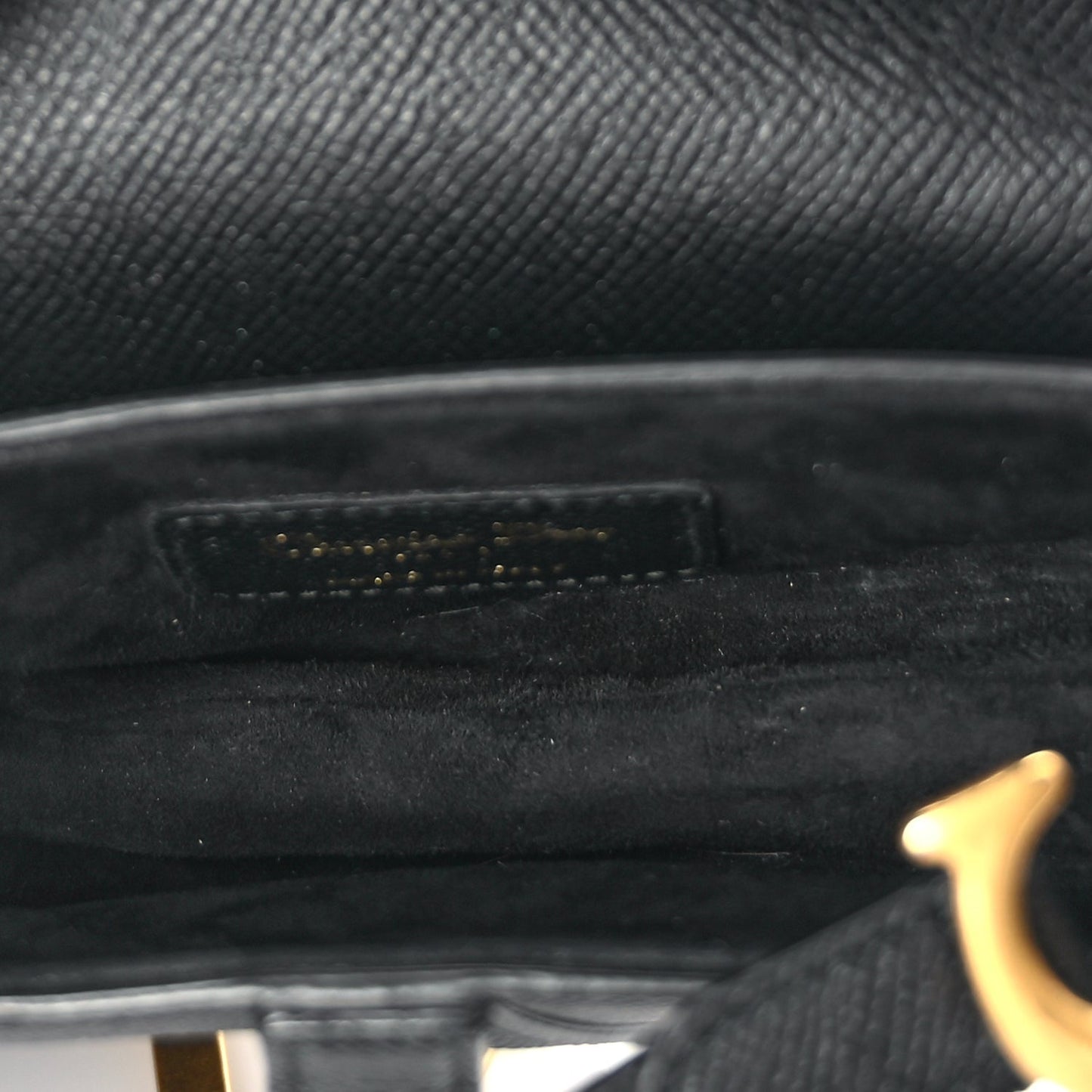 Christian Dior Grained Calfskin Mini Saddle Bag With Strap Black