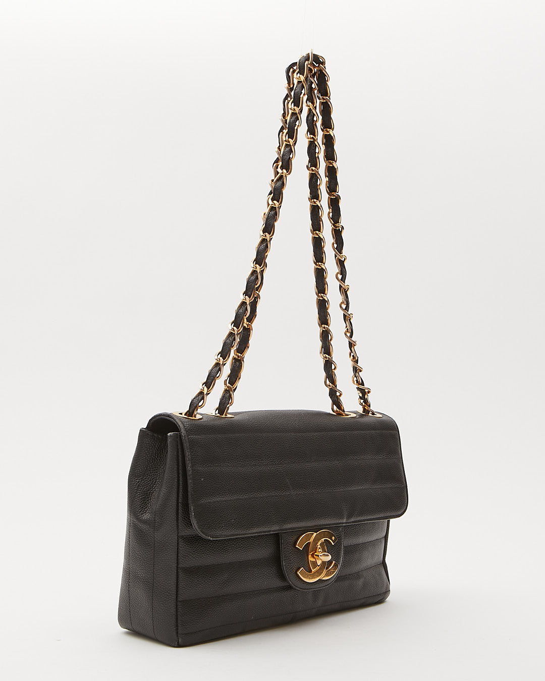 Chanel Black Caviar Vertical XL Jumbo Flap Bag