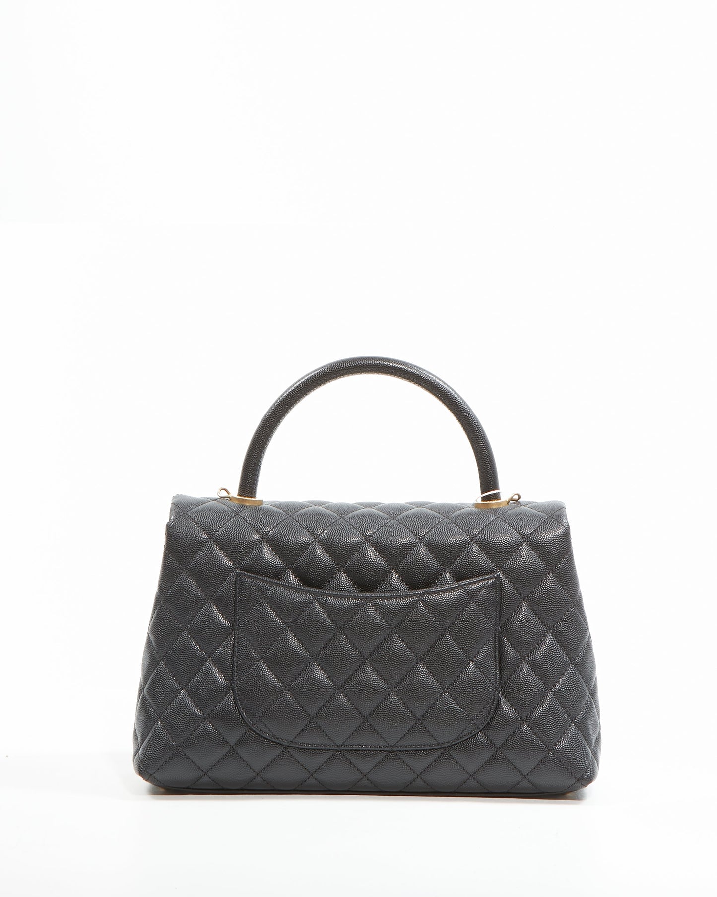 Chanel Black Caviar Medium Quilted Coco Handle Flap Bag