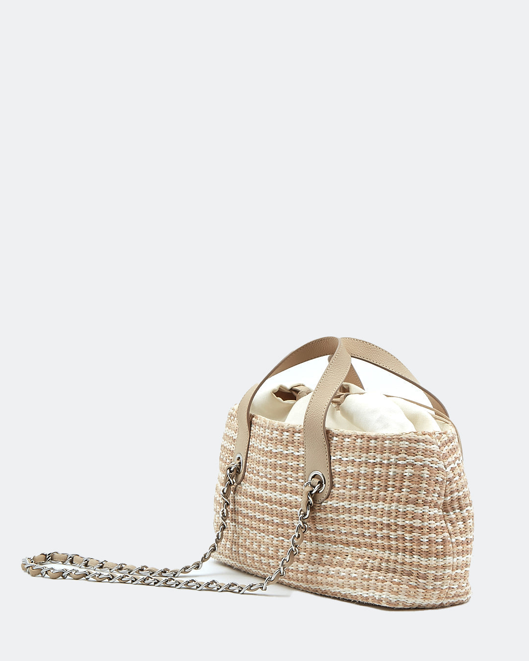 Chanel Tweed Beige Chain Shoulder Bag