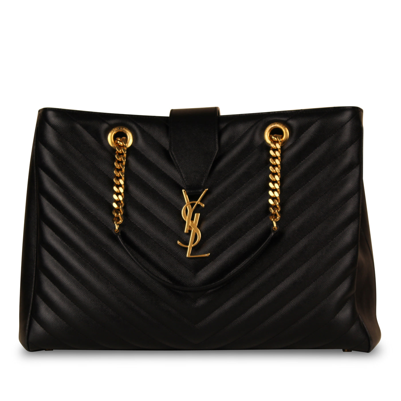 Saint Laurent Cassandre Leather Black Tote Bag
