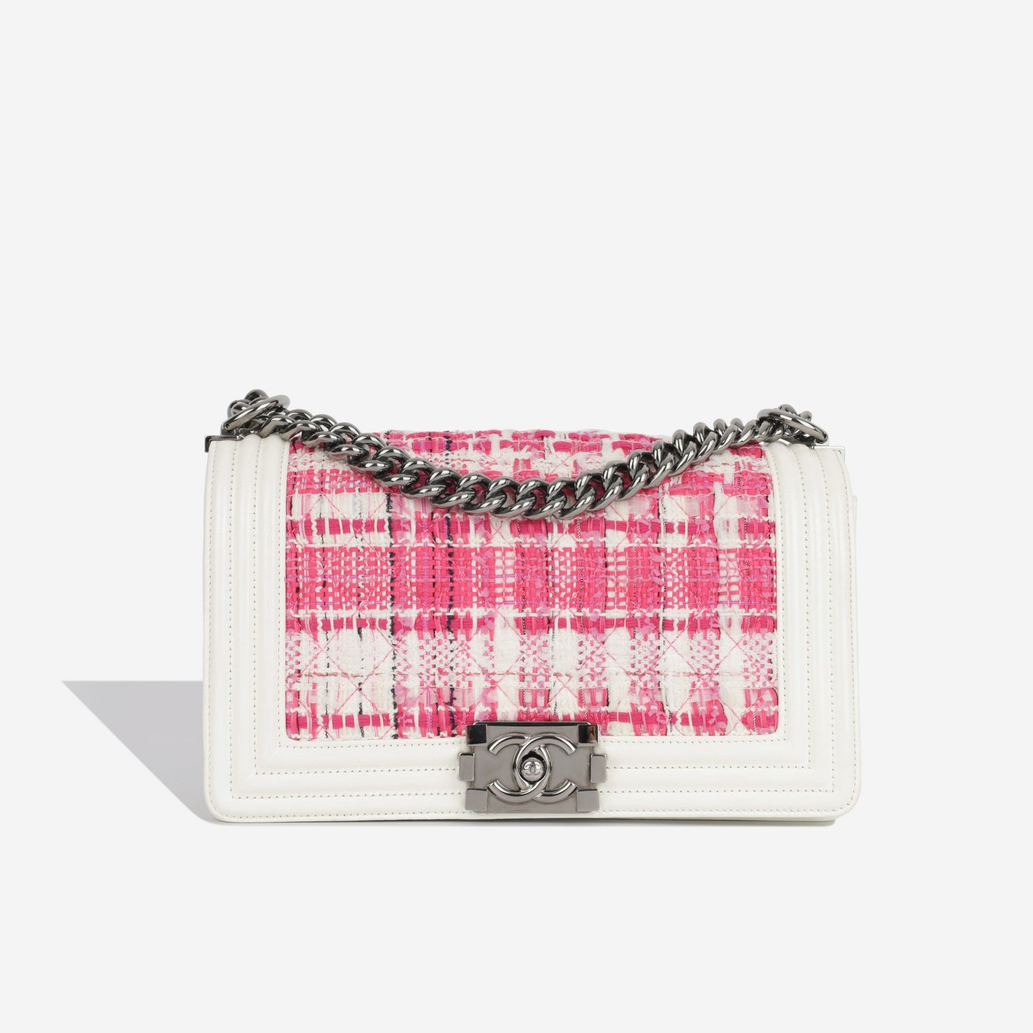 Chanel Boy Bag Tweed White Shoulder Bag