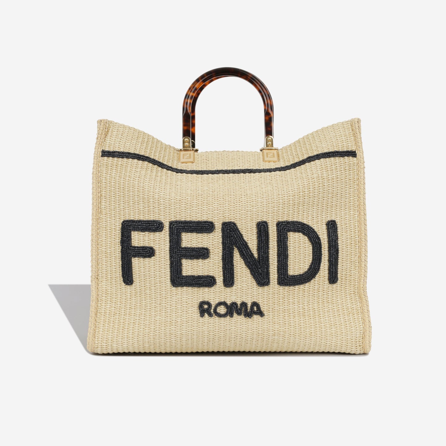 Fendi Sunshine Leather Beige Tote Bag Beige