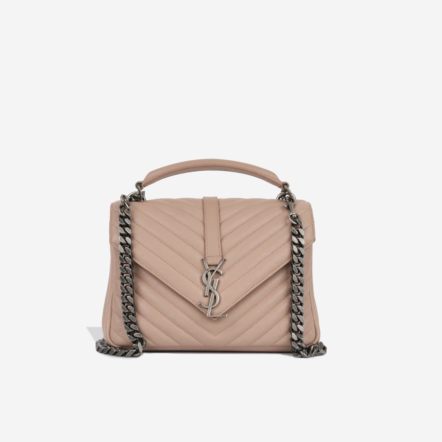 Saint Laurent College Calfskin Beige Shoulder Bag