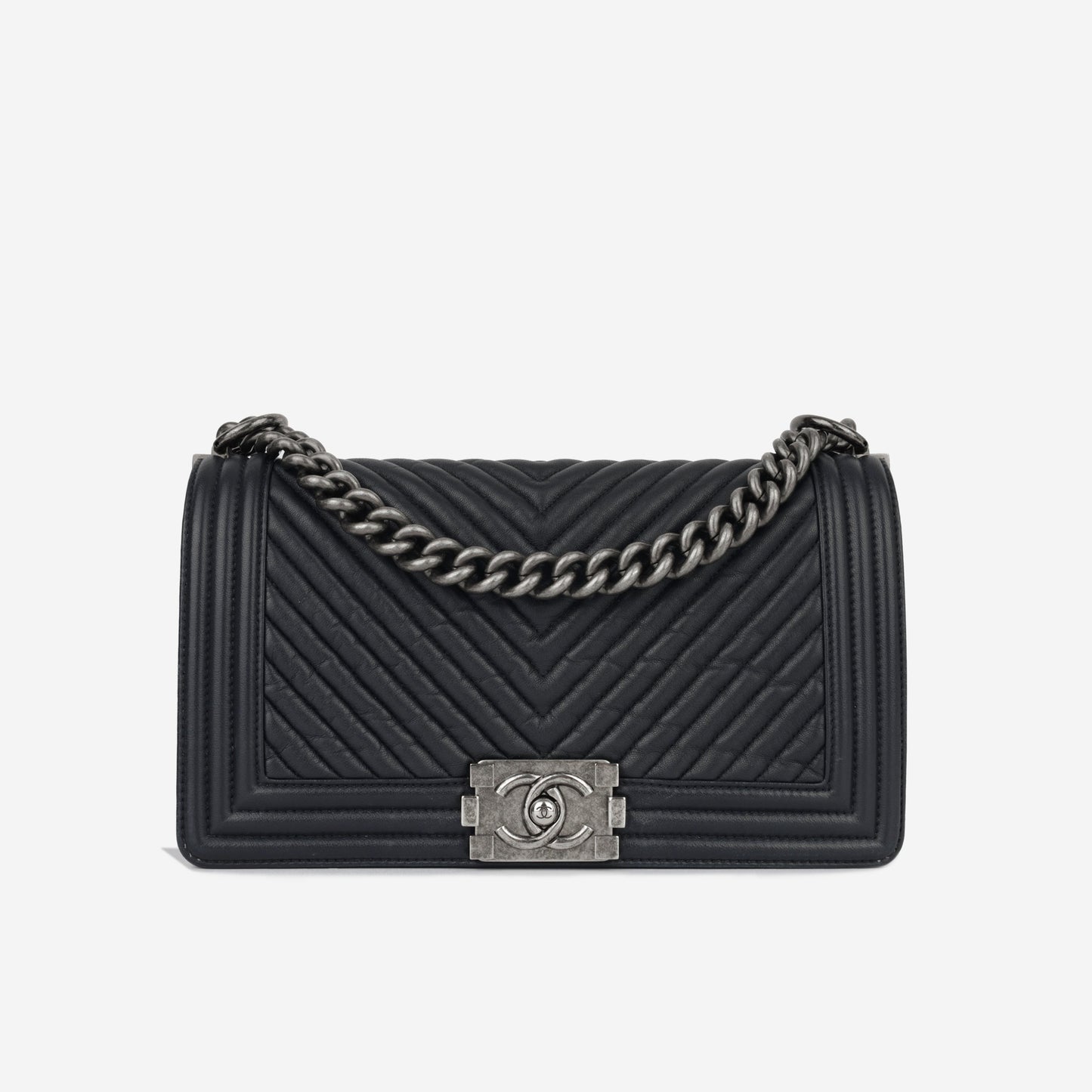 Chanel Boy Bag Calfskin Silver Shoulder Bag