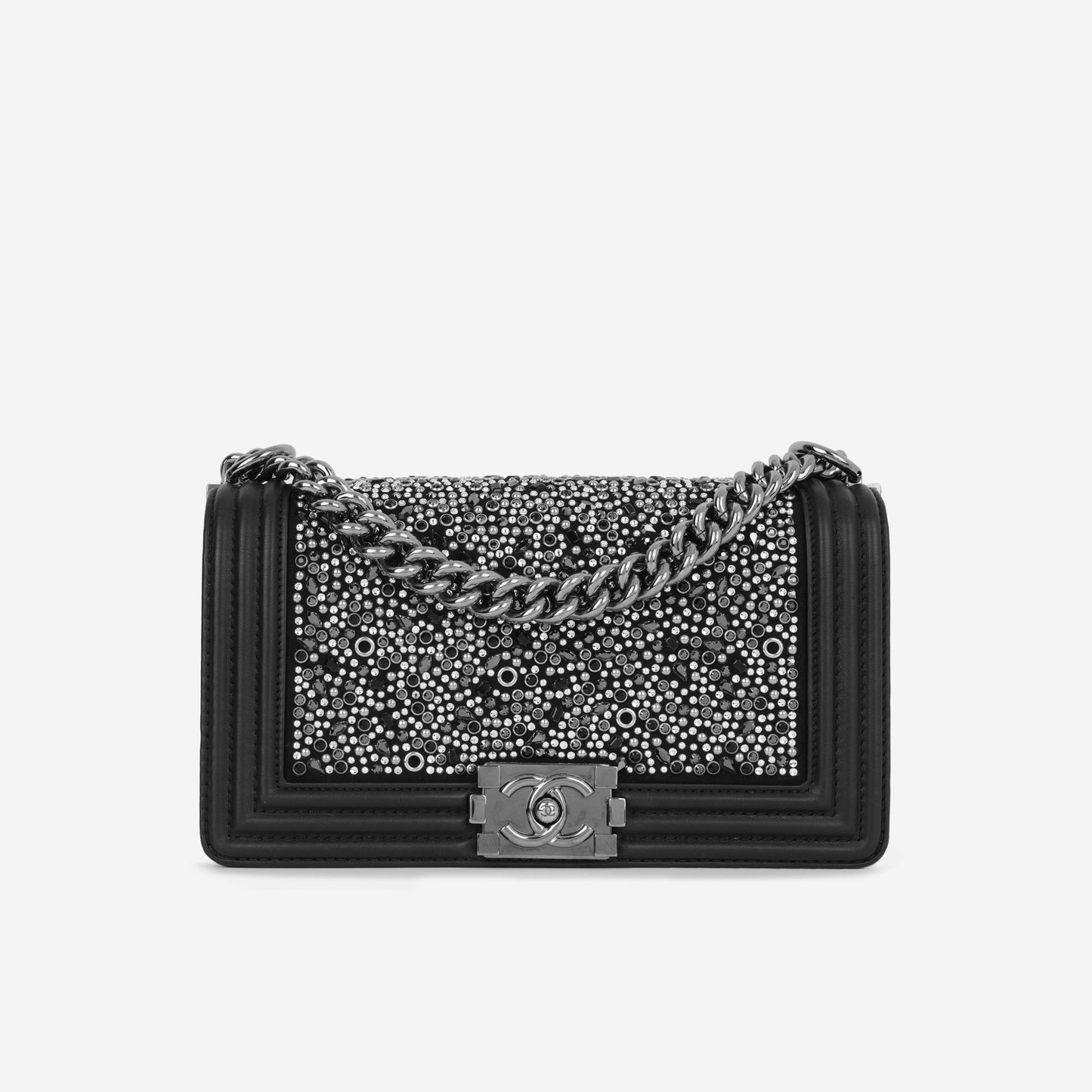 Chanel Boy Bag Lambskin Black Shoulder Bag Style 48