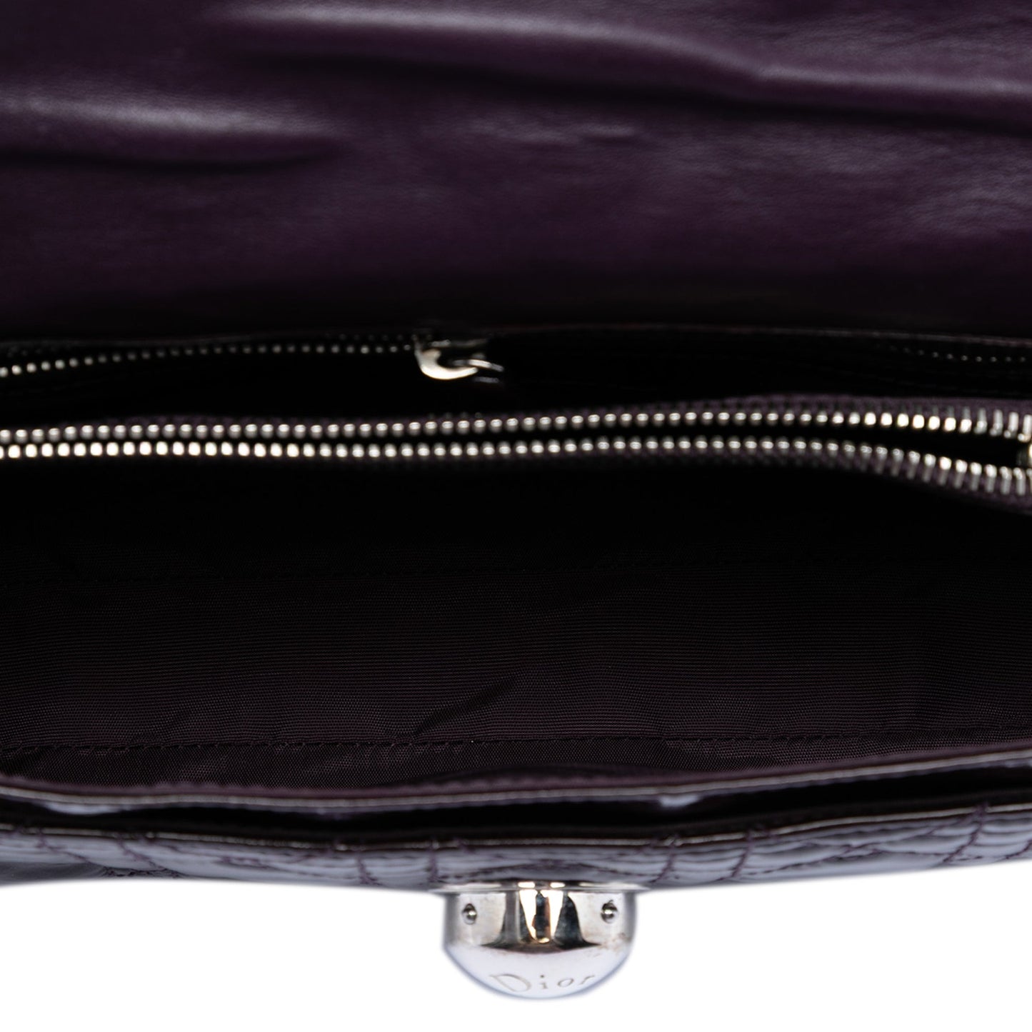Purple Dior Patent Cannage Rendezvous Shoulder Bag